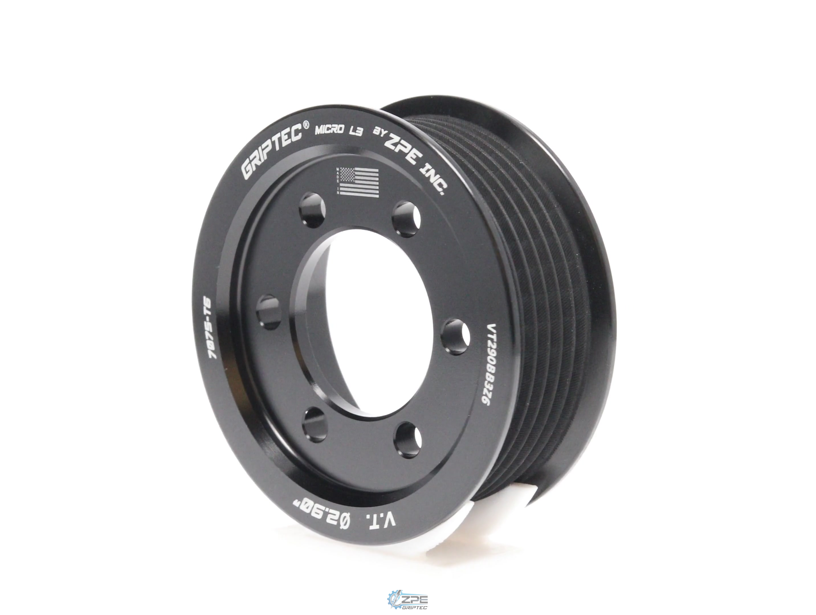 2.90" 6 Rib ZPE GripTec® 2pc Vortech YSi/JT/V3 L3 Black Pulley Only