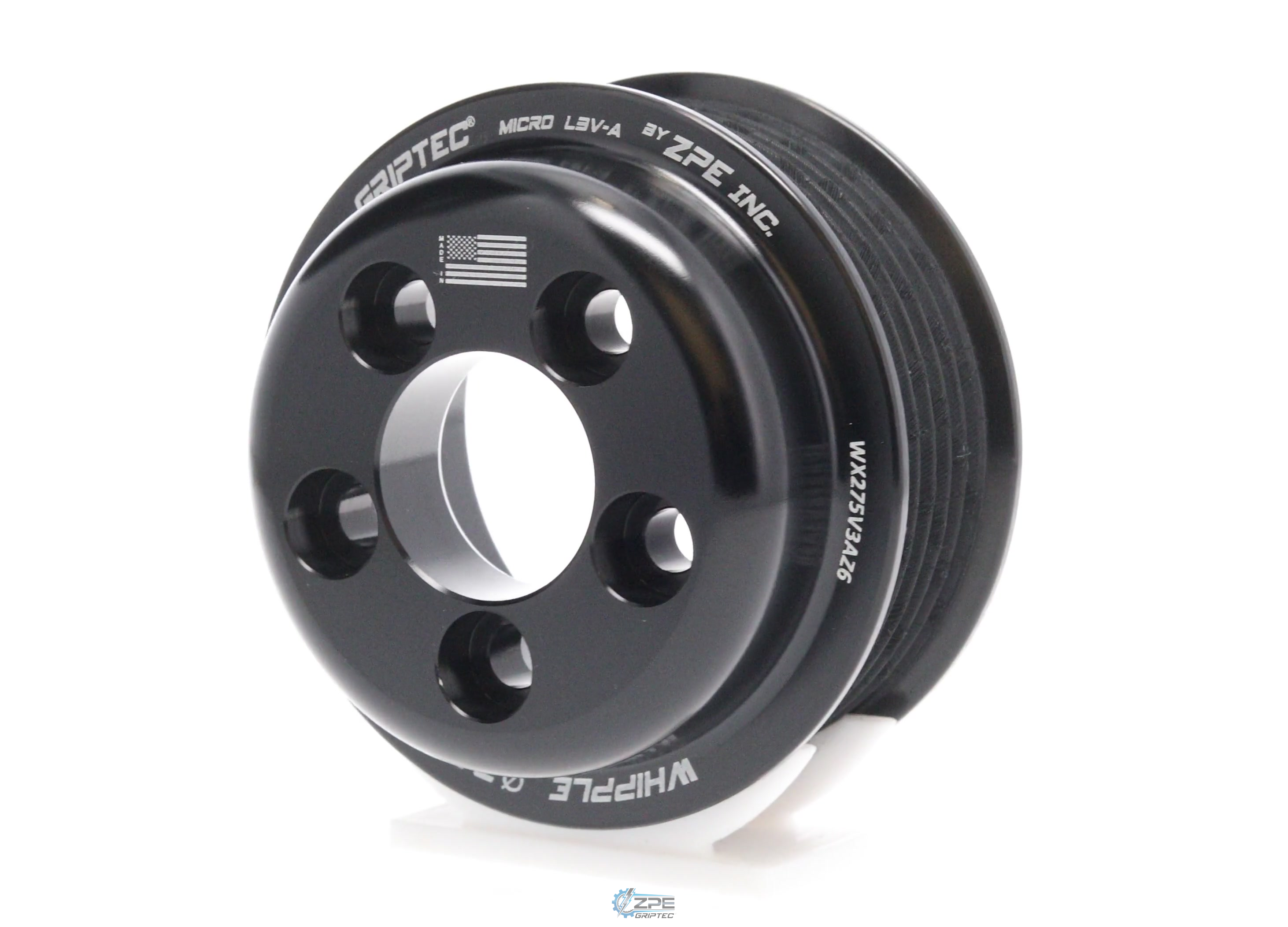 2.75" 6 Rib ZPE GripTec® Whipple 5 Bolt L3V-A Black Pulley Only