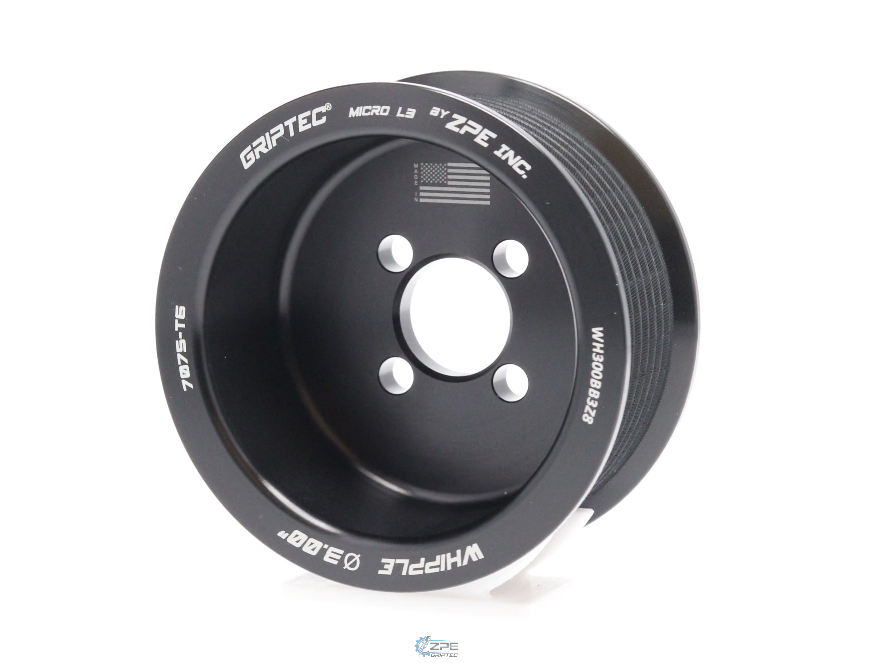 3.00" 8 Rib ZPE GripTec® Whipple Standard L3 Black Pulley