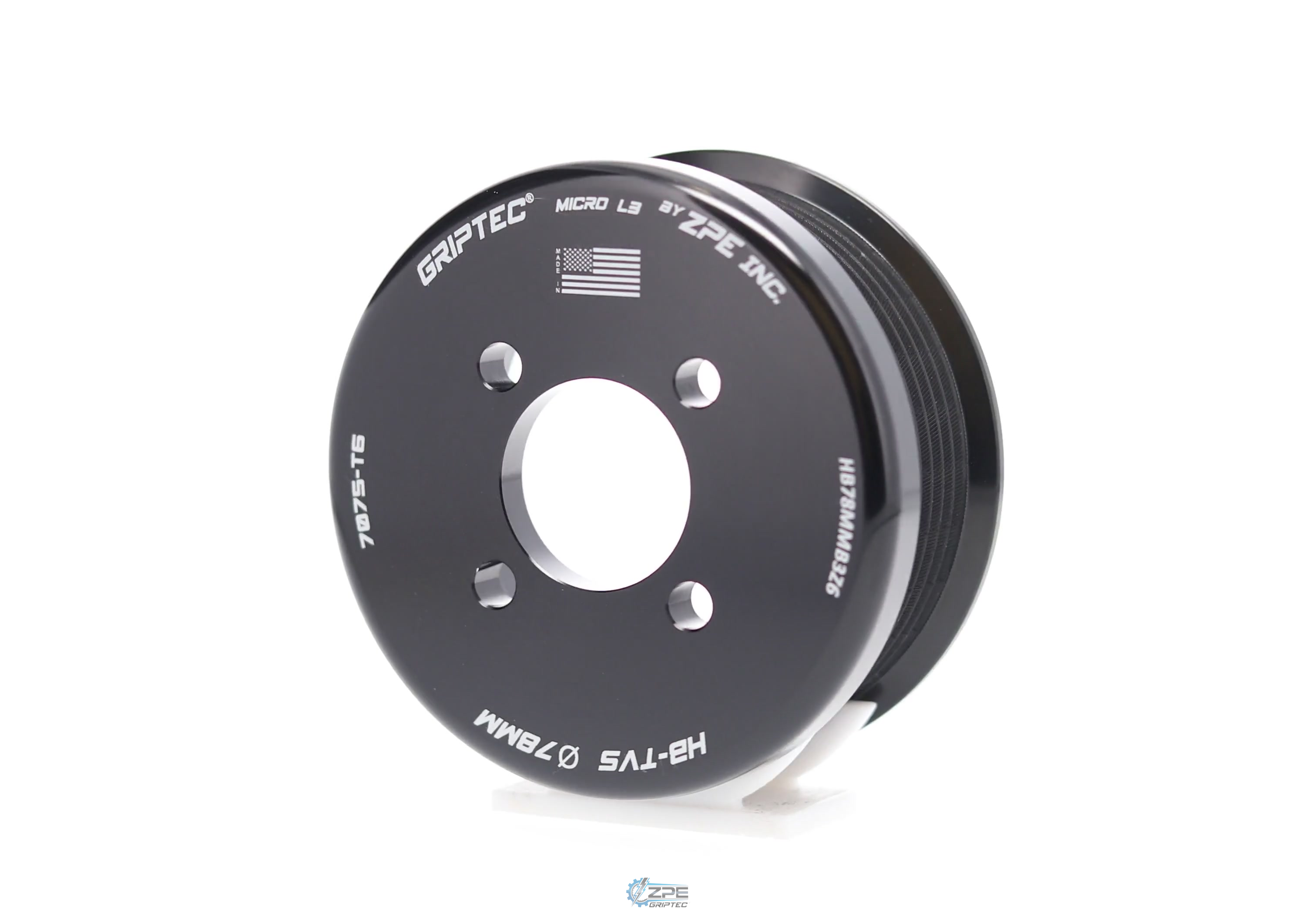 78mm 6 Rib ZPE GripTec® 2pc Magnuson Heartbeat TVS L3 Black Pulley Only