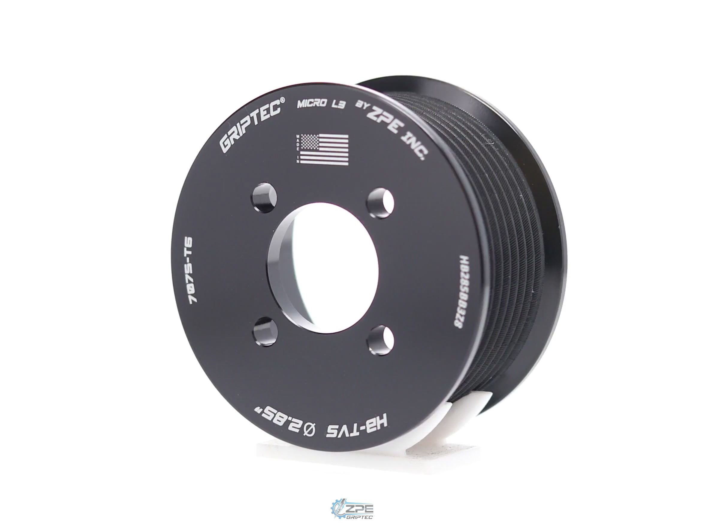 2.85" 8 Rib ZPE GripTec® 2pc Magnuson Heartbeat TVS L3 Black Pulley Only