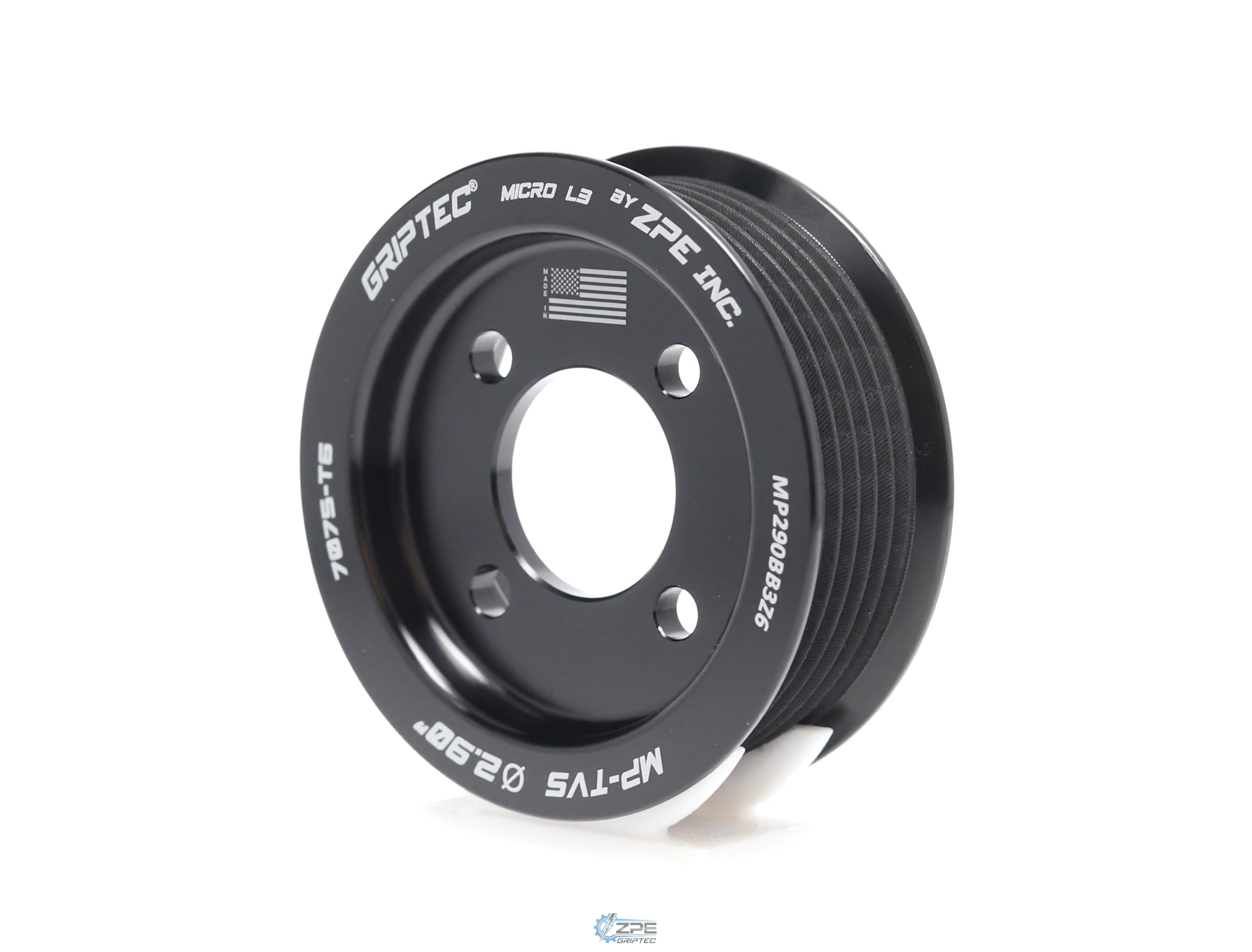 2.90" 6 Rib ZPE GripTec® 2pc Magnuson TVS L3 Black Pulley Only
