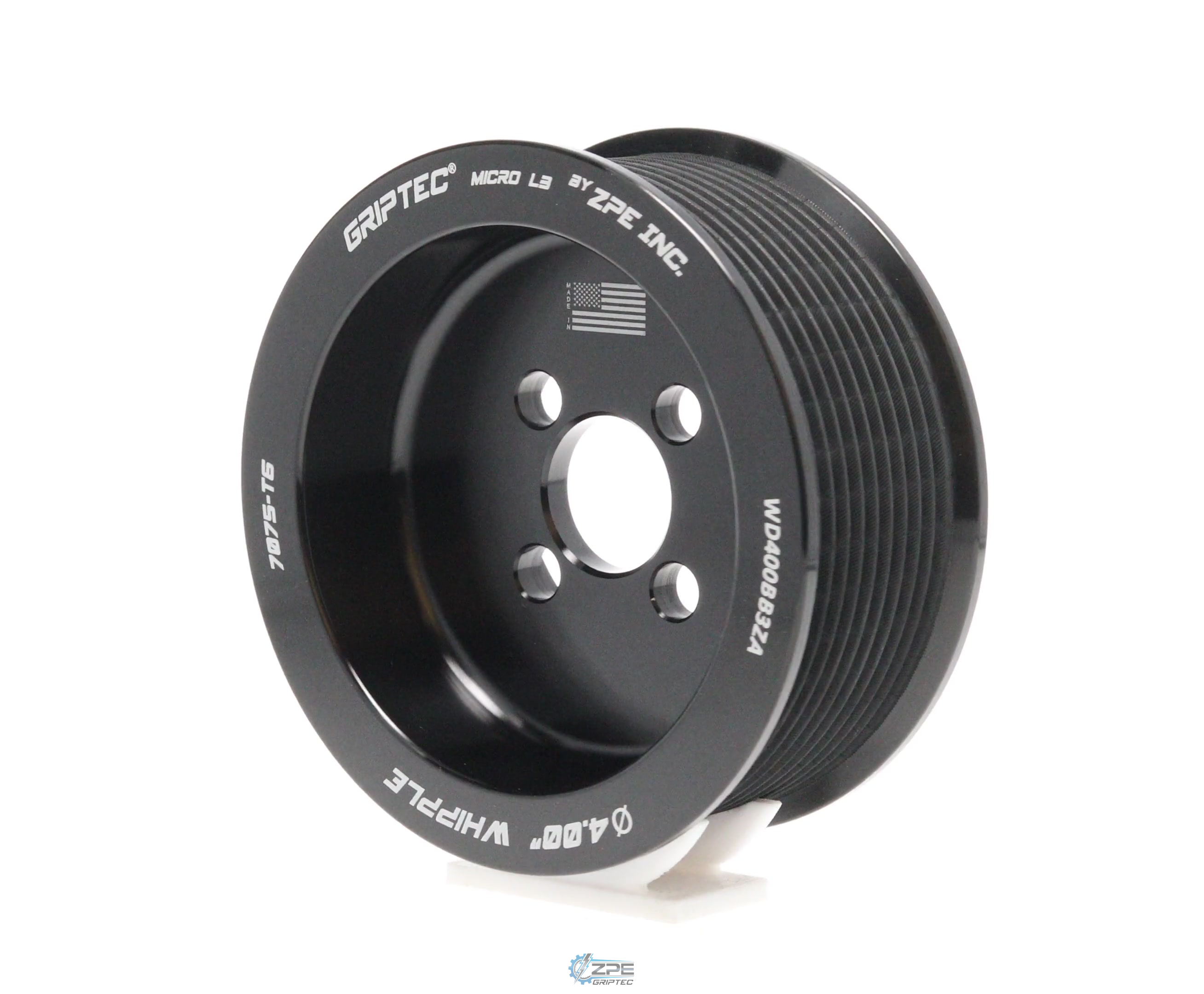 4.00" 10 Rib ZPE GripTec® Whipple 4.5L L3 Black Pulley