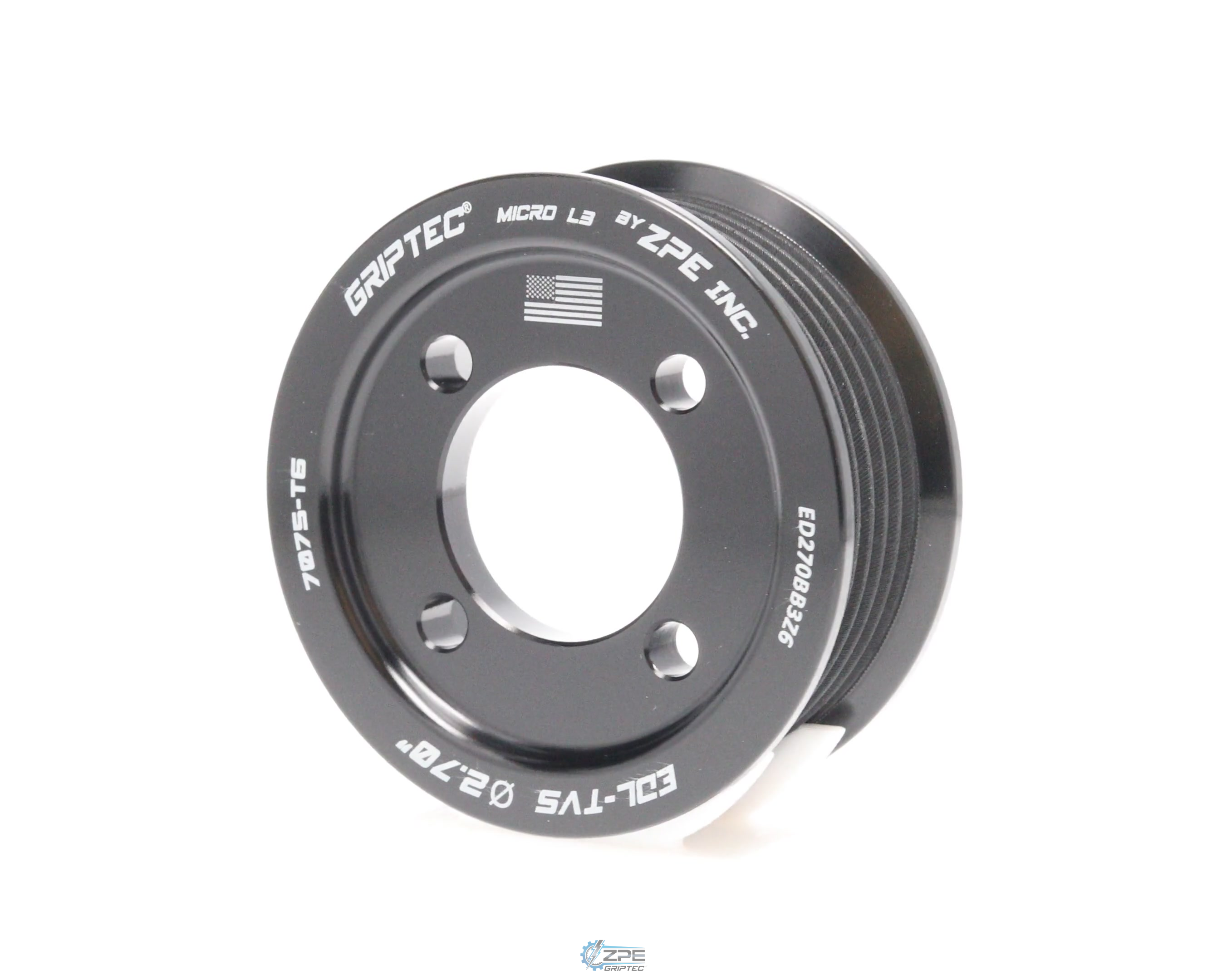 2.70" 6 Rib ZPE GripTec® 2pc Edelbrock TVS L3 Black Pulley Only
