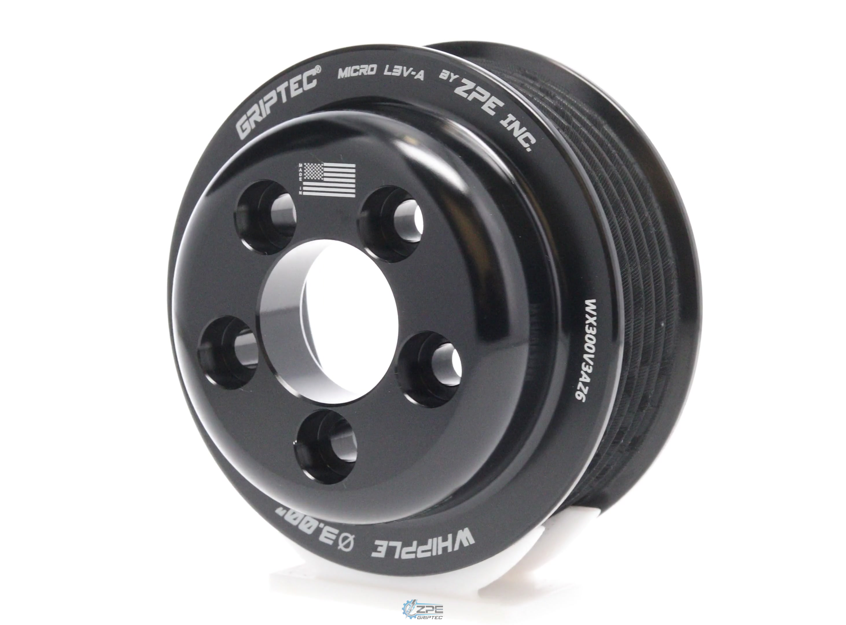 3.00" 6 Rib ZPE GripTec® Whipple 5 Bolt L3V-A Black Pulley Only