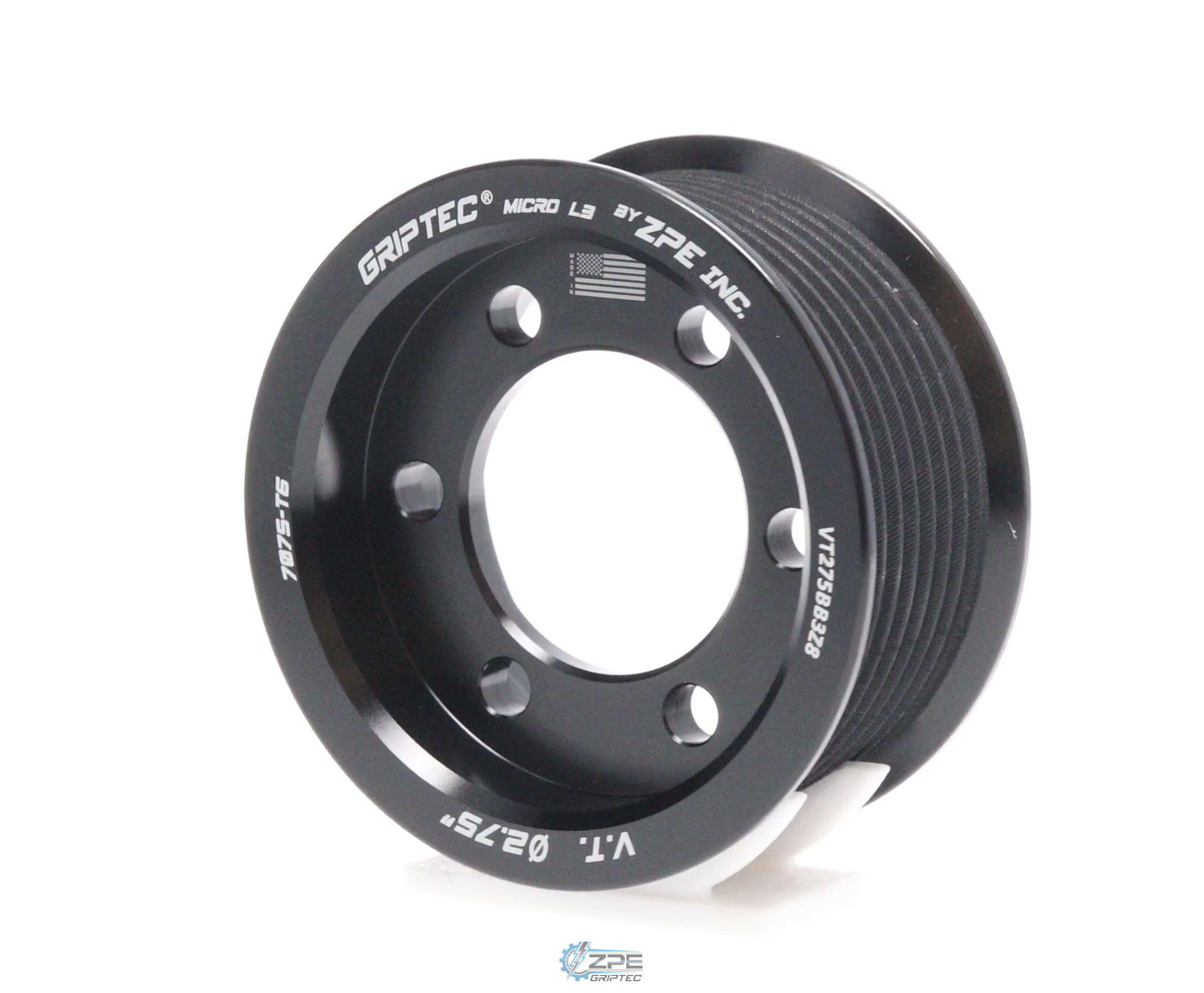 2.75" 8 Rib ZPE GripTec® 2pc Vortech YSi/JT/V3 L3 Black Pulley Only