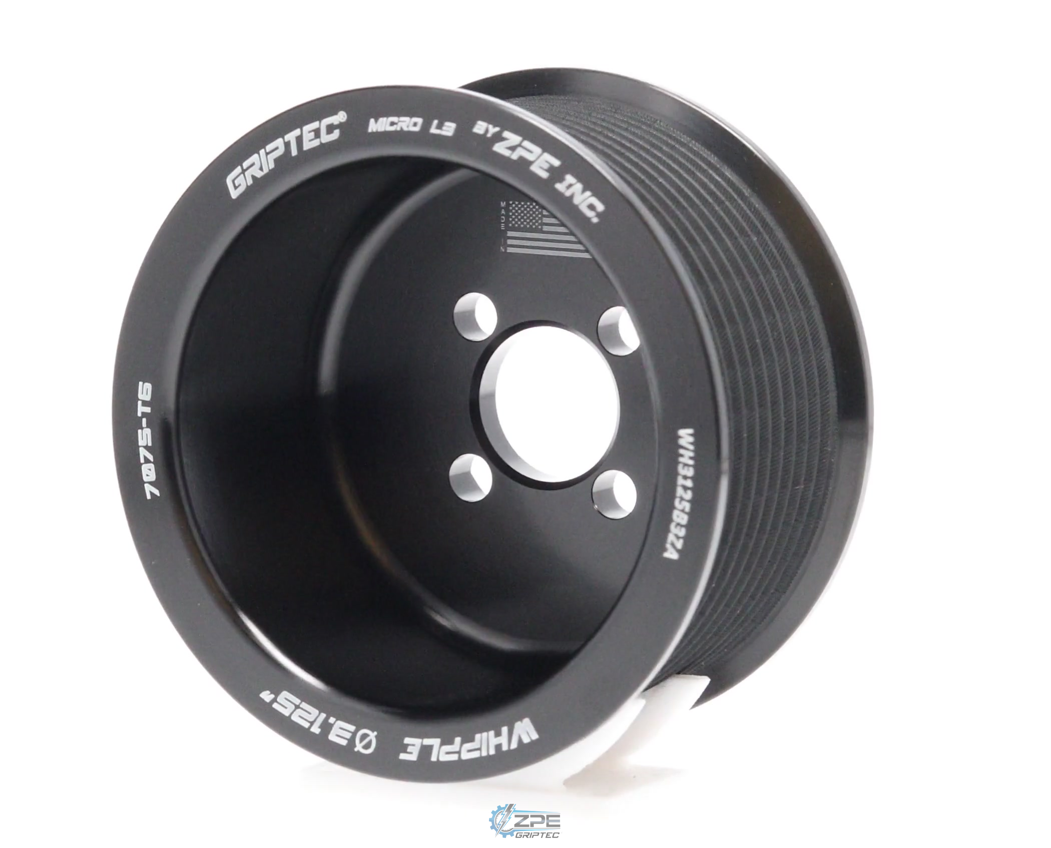 3.125" 10 Rib ZPE GripTec® Whipple Standard L3 Black Pulley