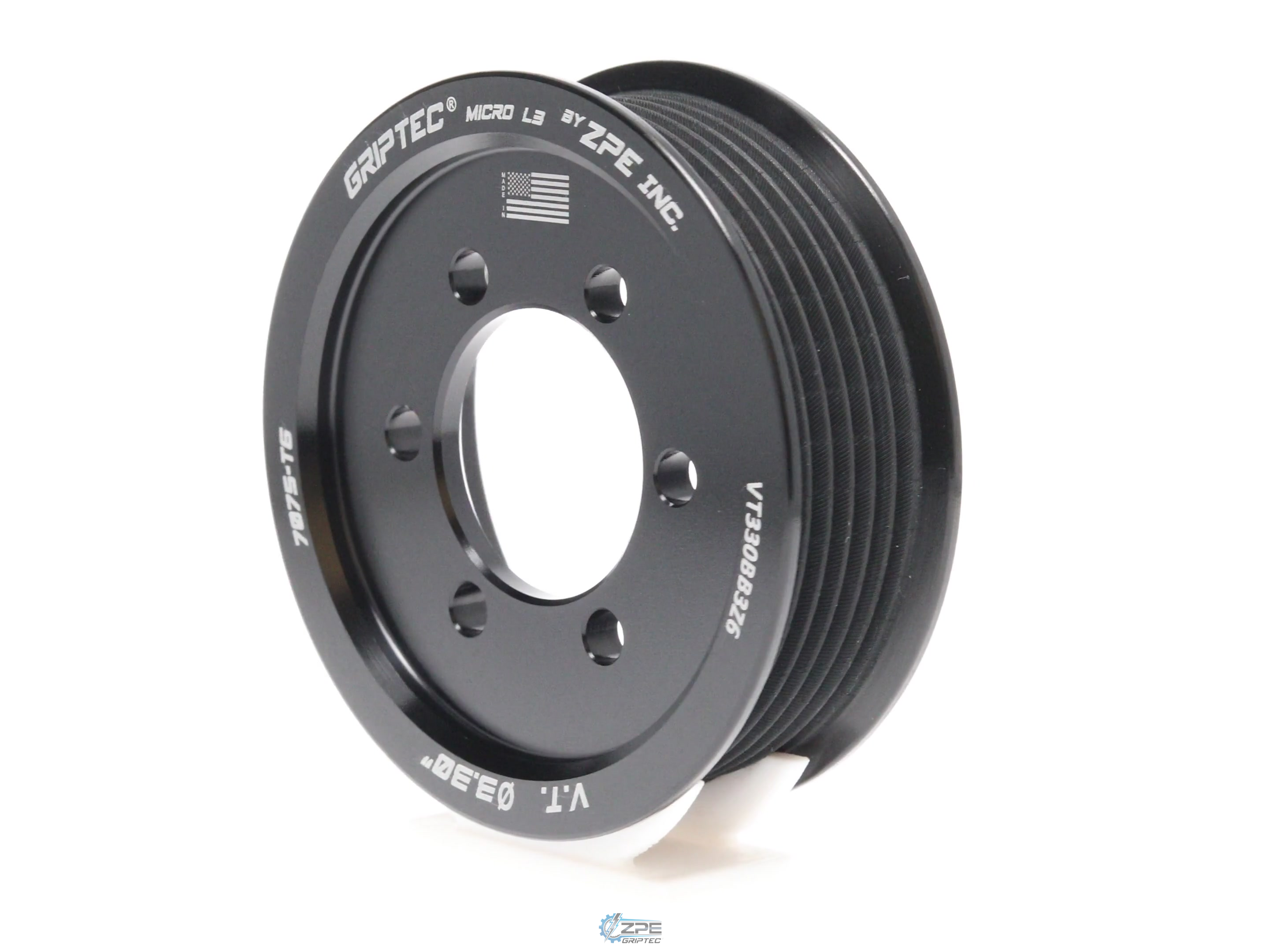 3.30" 6 Rib ZPE GripTec® 2pc Vortech YSi/JT/V3 L3 Black Pulley Only