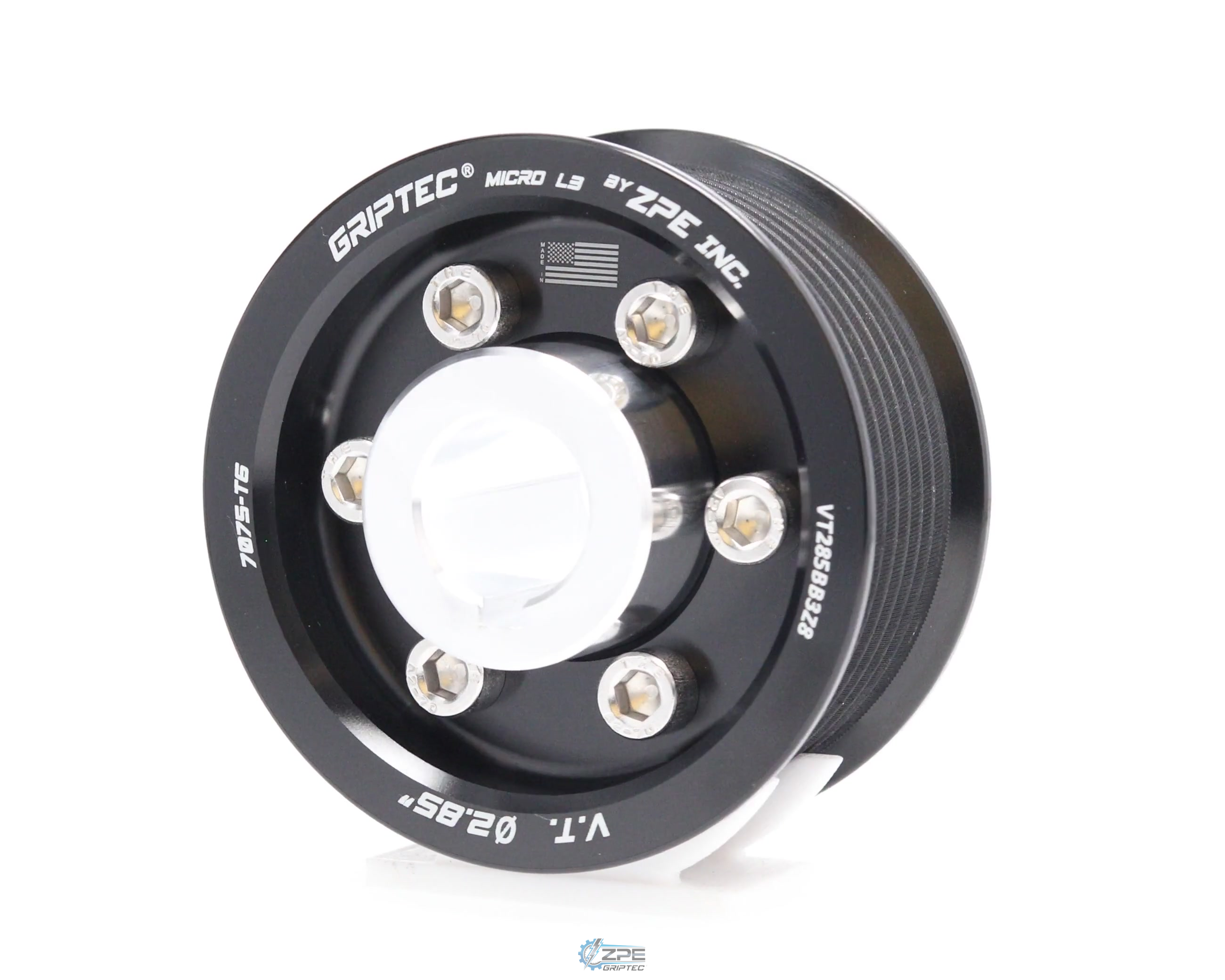 2.85" 8 Rib ZPE GripTec® 2pc Vortech YSi/JT/V3 L3 Black Pulley & Hub Kit