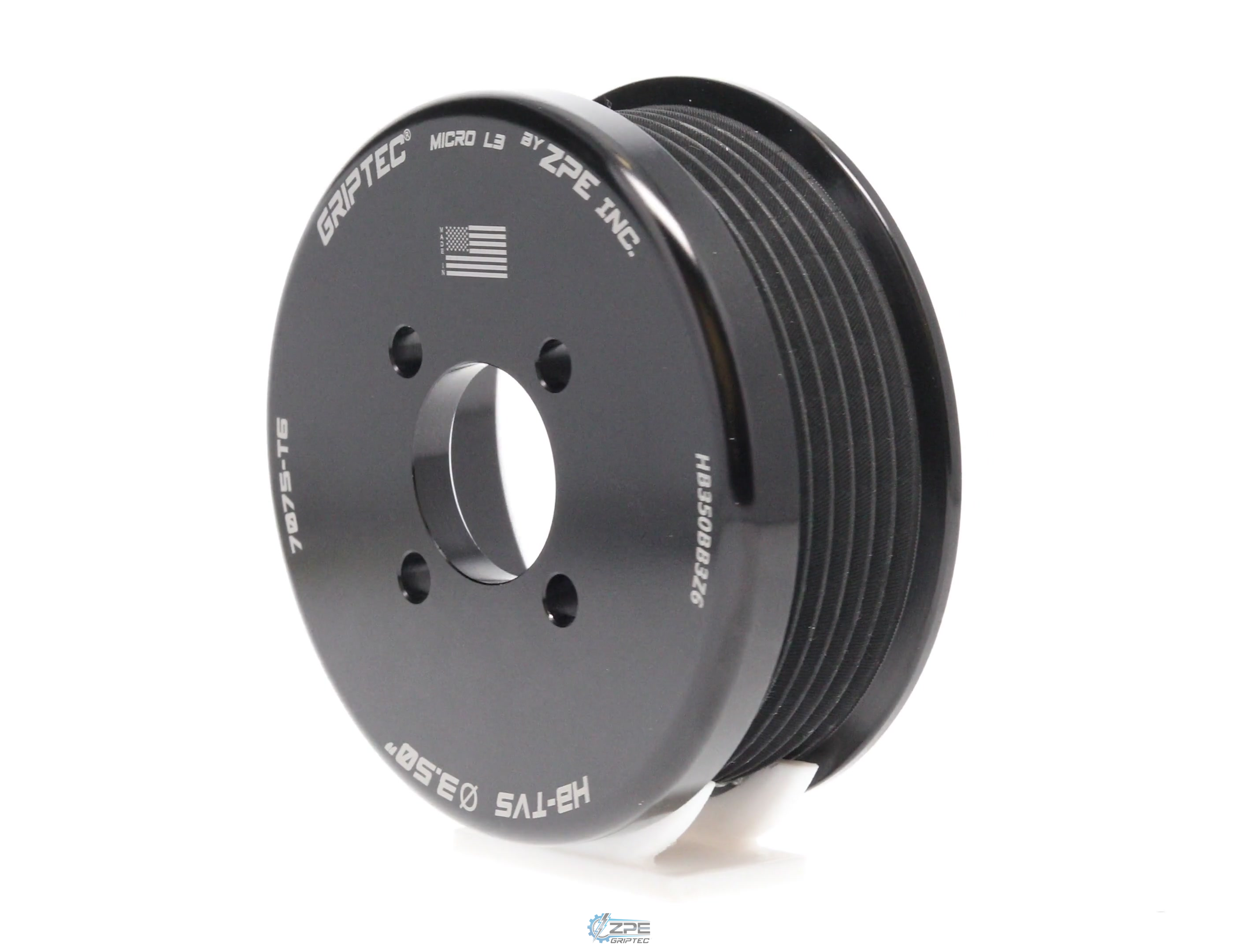 3.50" 6 Rib ZPE GripTec® 2pc Magnuson Heartbeat TVS L3 Black Pulley Only