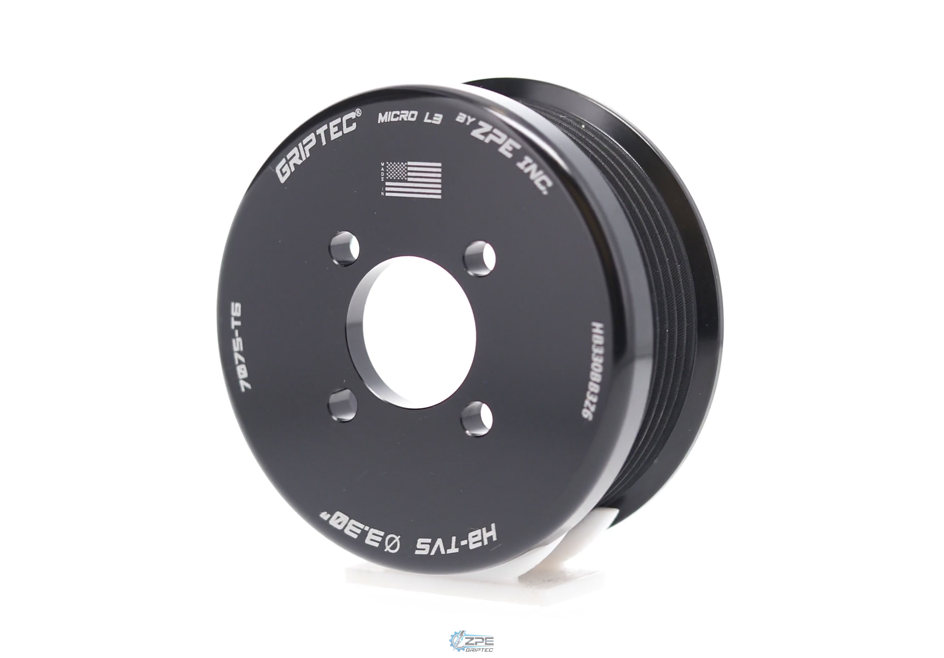 3.30" 6 Rib ZPE GripTec® 2pc Magnuson Heartbeat TVS L3 Black Pulley Only