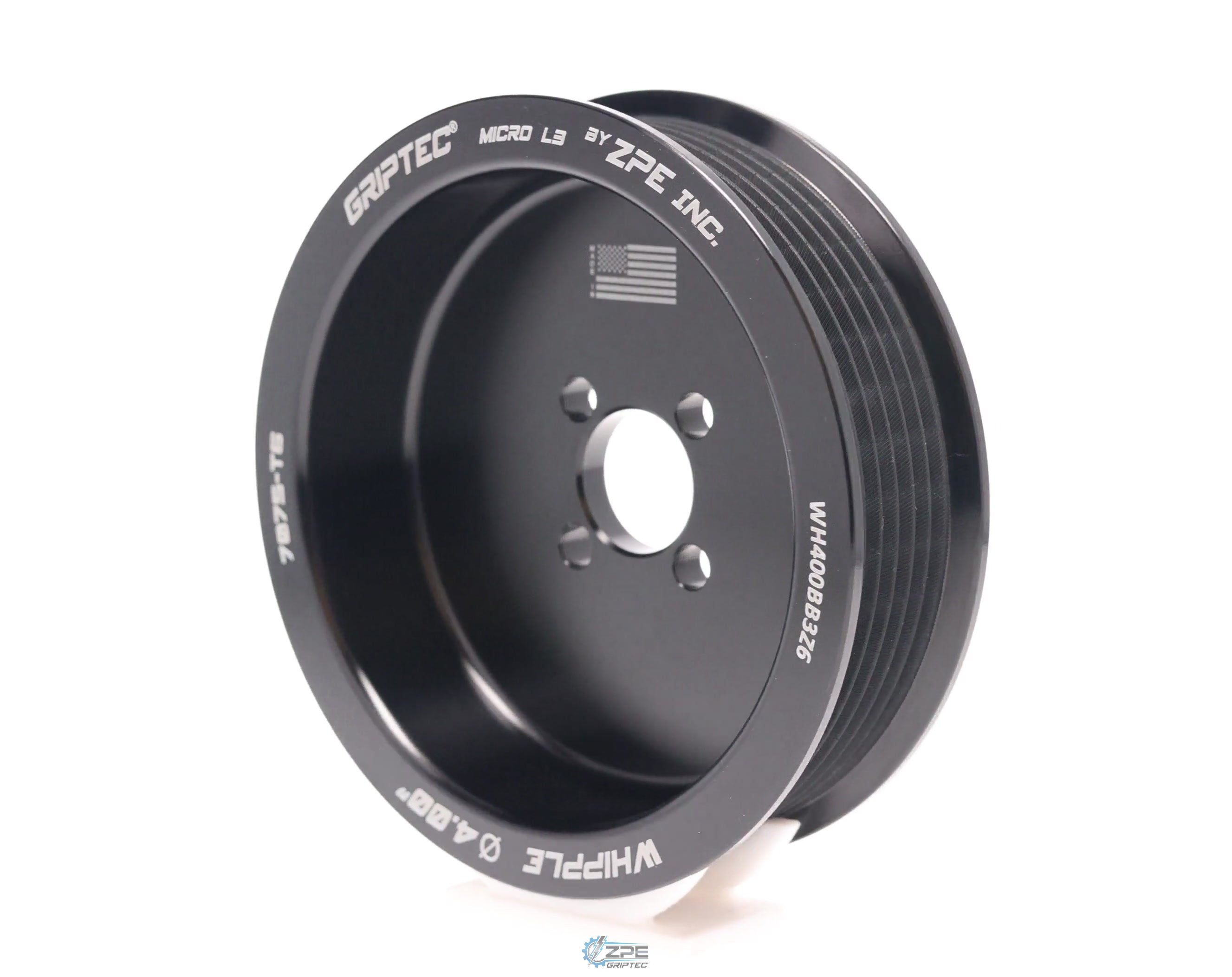 4.00" 6 Rib ZPE GripTec® Whipple Standard L3 Black Pulley