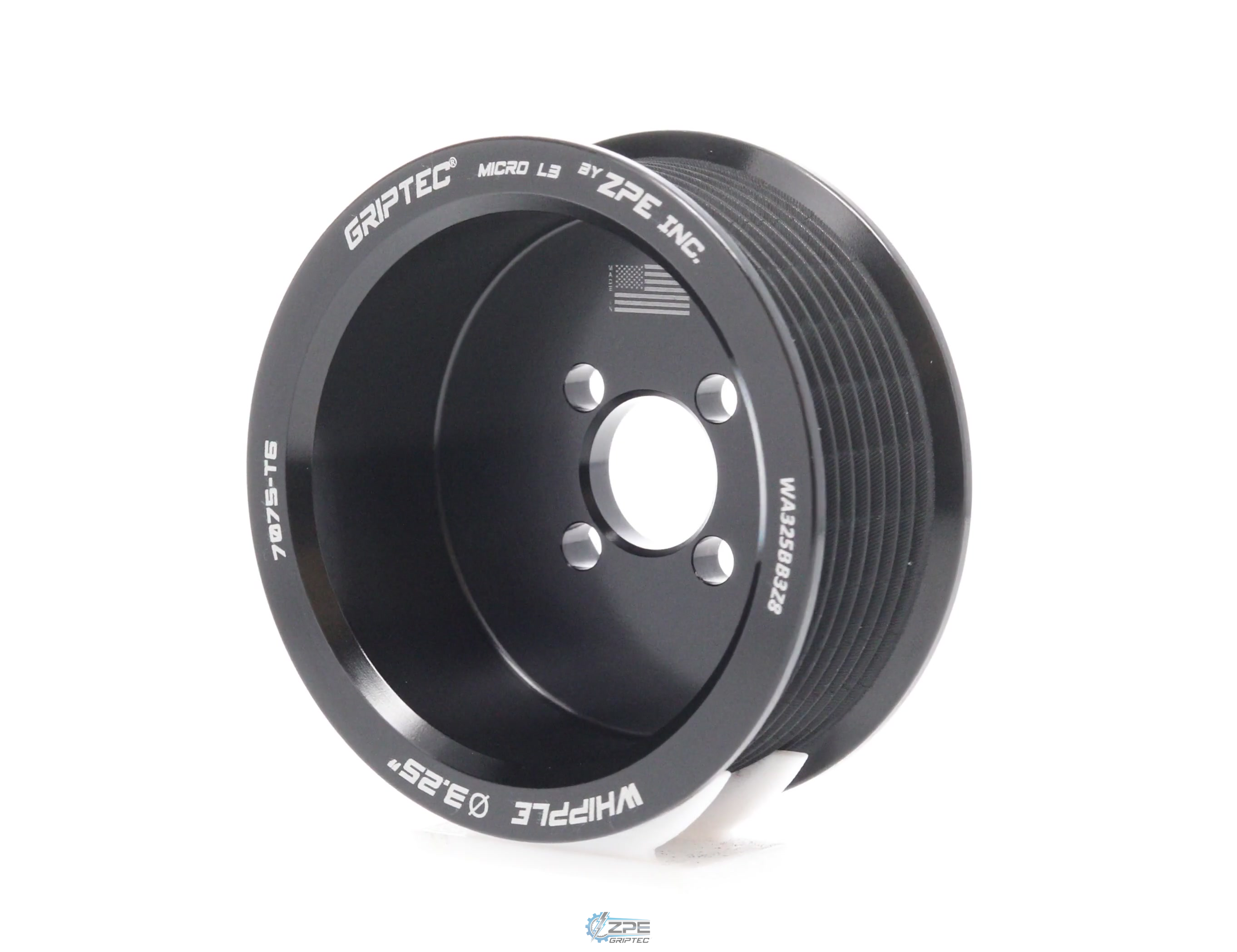 3.25" 8 Rib ZPE GripTec® Whipple Cobra L3 Black Pulley