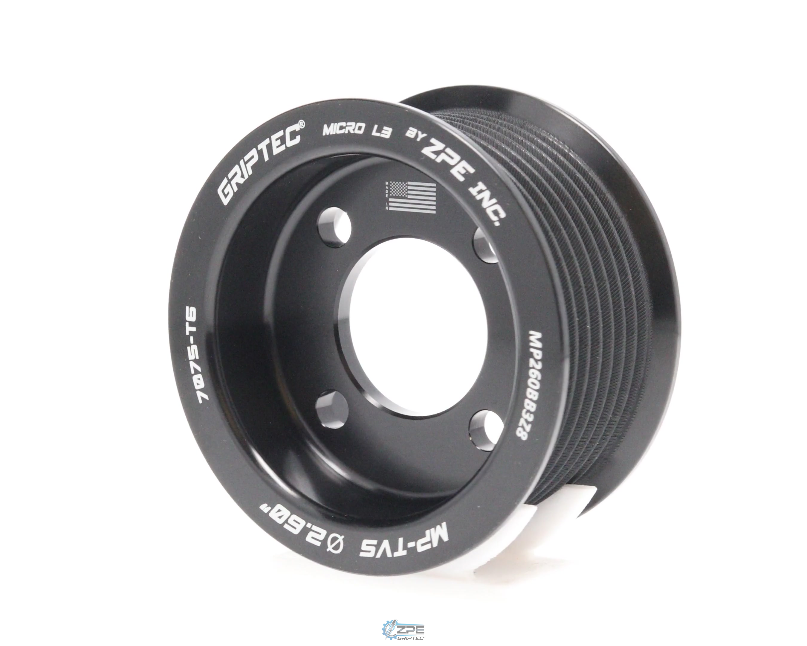2.60" 8 Rib ZPE GripTec® 2pc Magnuson TVS L3 Black Pulley Only