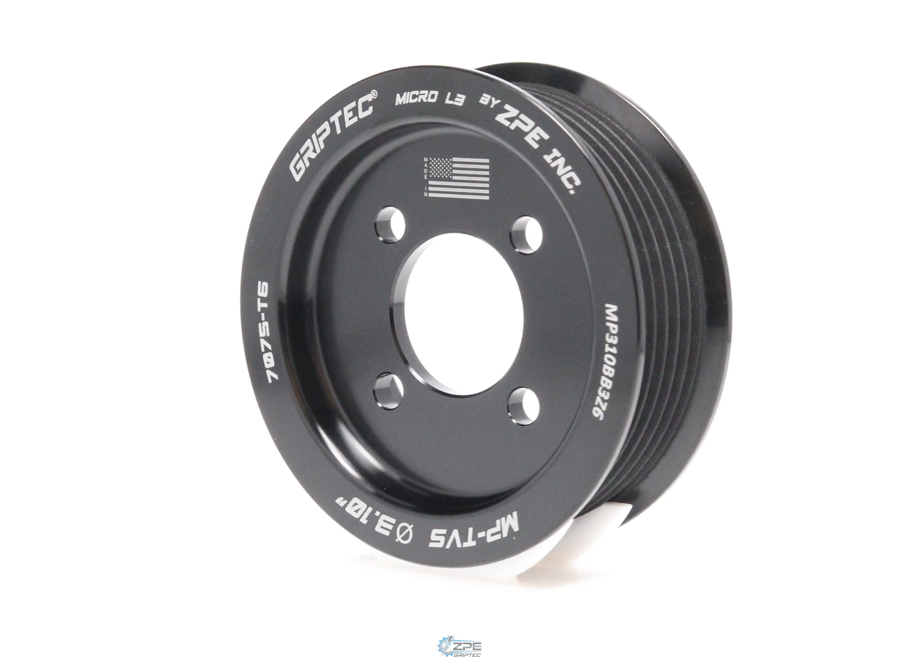 3.10" 6 Rib ZPE GripTec® 2pc Magnuson TVS L3 Black Pulley Only
