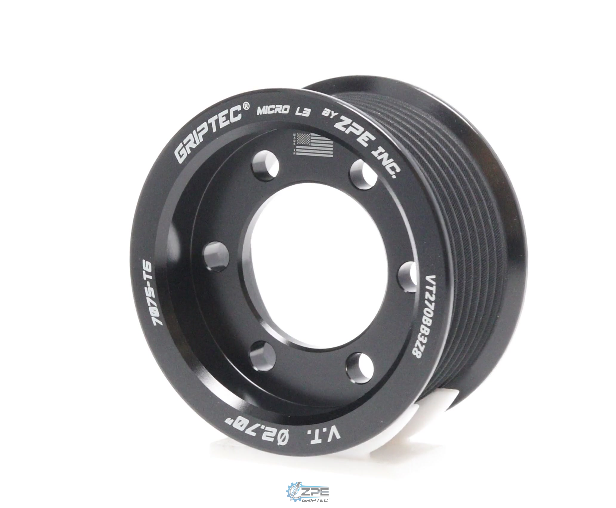 2.70" 8 Rib ZPE GripTec® 2pc Vortech YSi/JT/V3 L3 Black Pulley Only