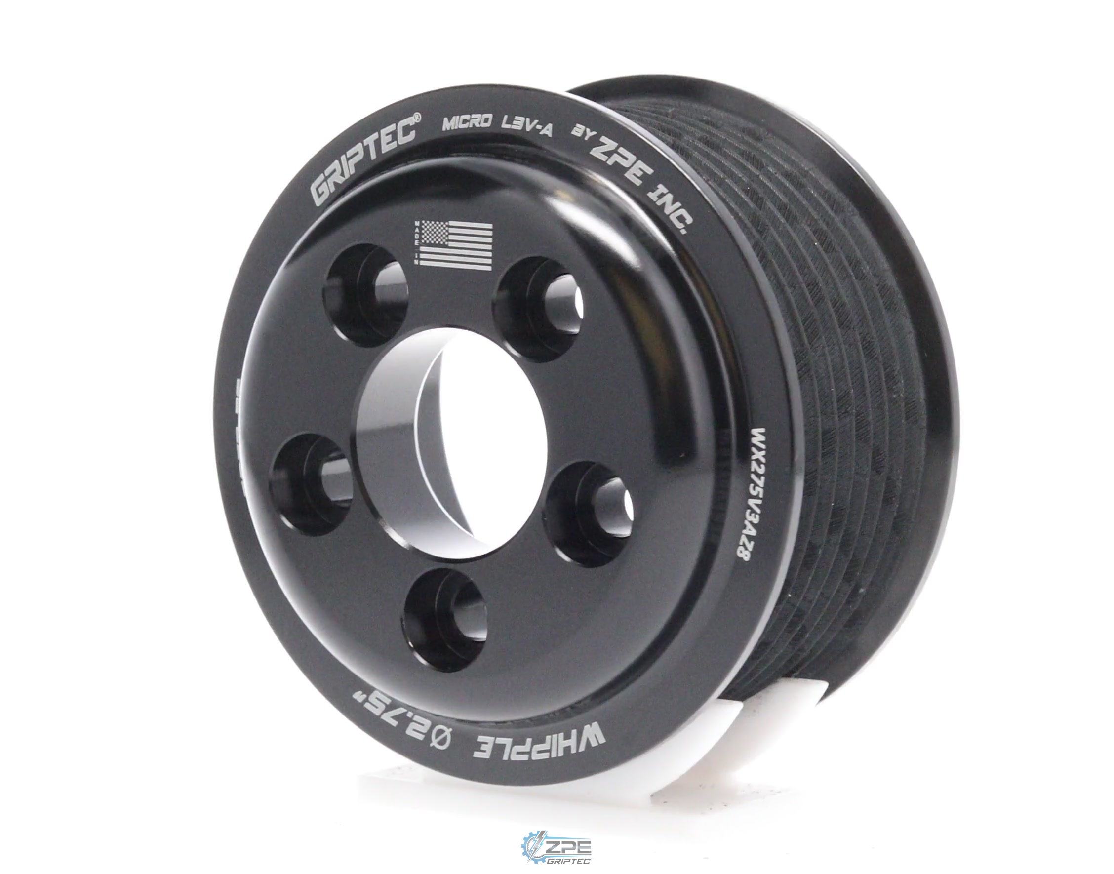 2.75" 8 Rib ZPE GripTec® Whipple 5 Bolt L3V-A Black Pulley Only