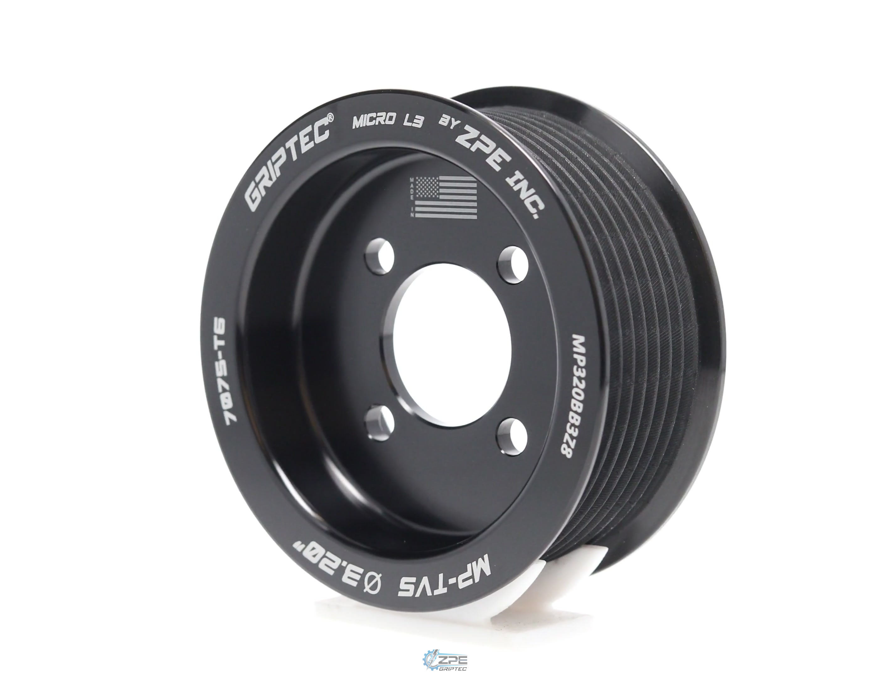 3.20" 8 Rib ZPE GripTec® 2pc Magnuson TVS L3 Black Pulley Only