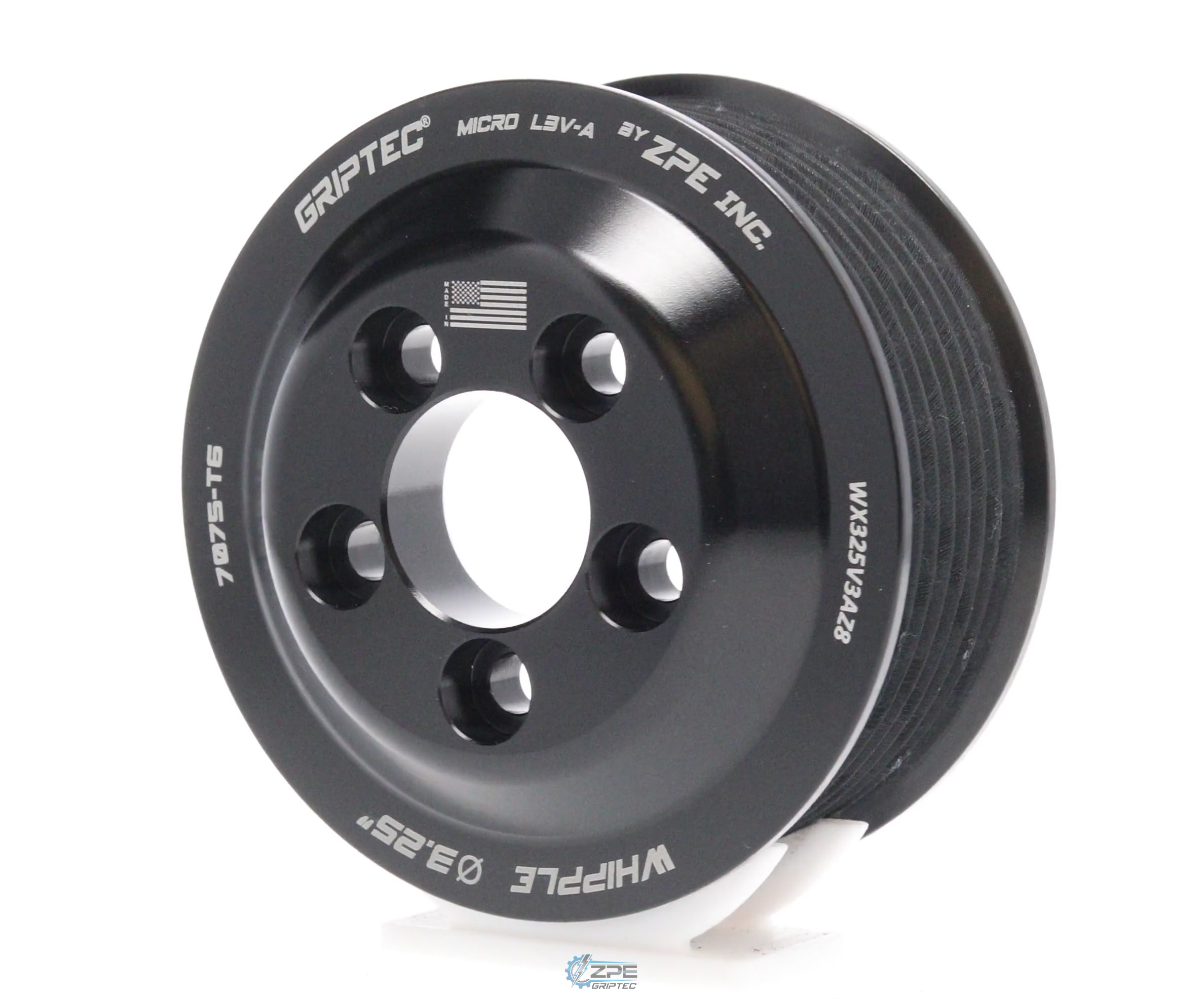 3.25" 8 Rib ZPE GripTec® Whipple 5 Bolt L3V-A Black Pulley Only