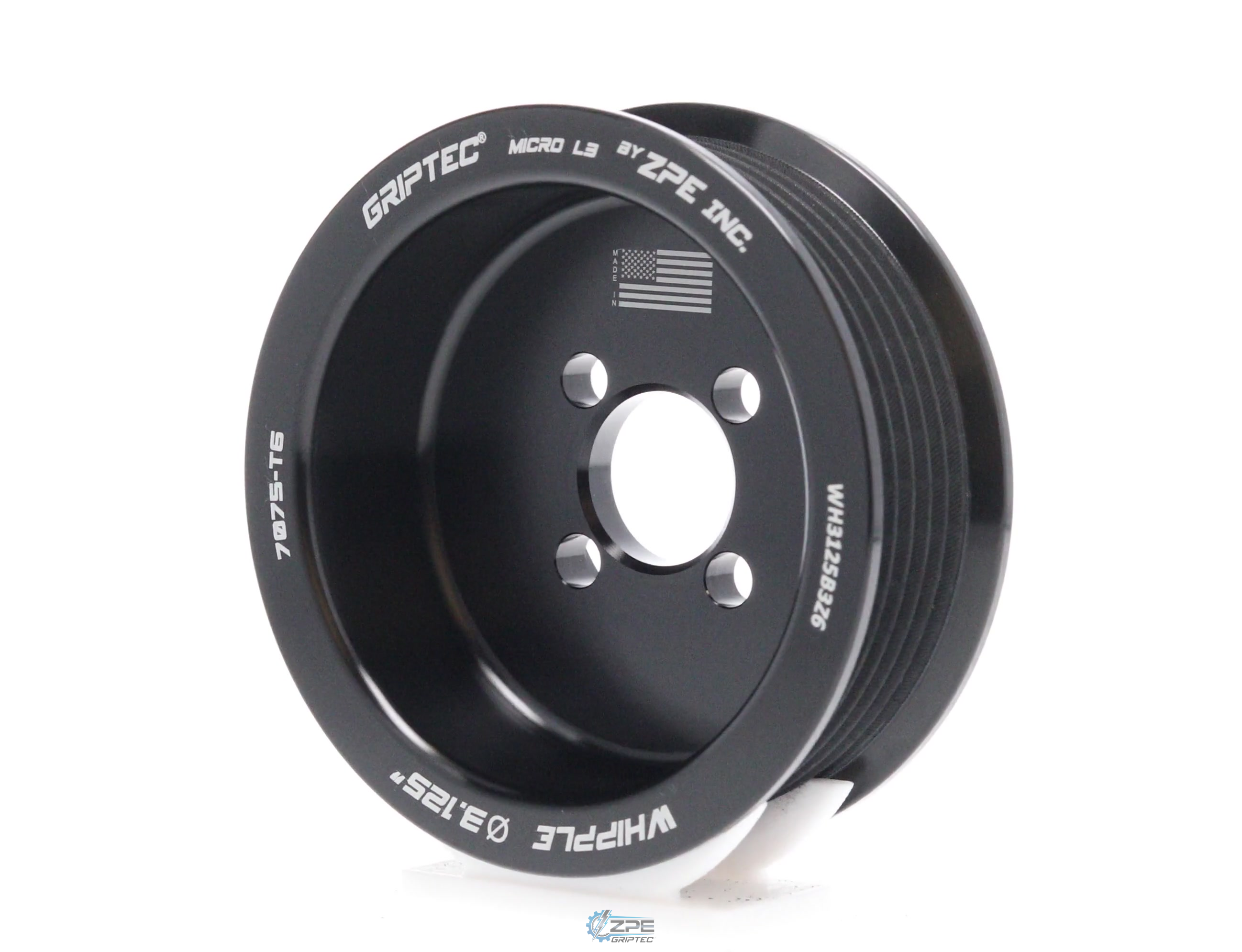 3.125" 6 Rib ZPE GripTec® Whipple Standard L3 Black Pulley