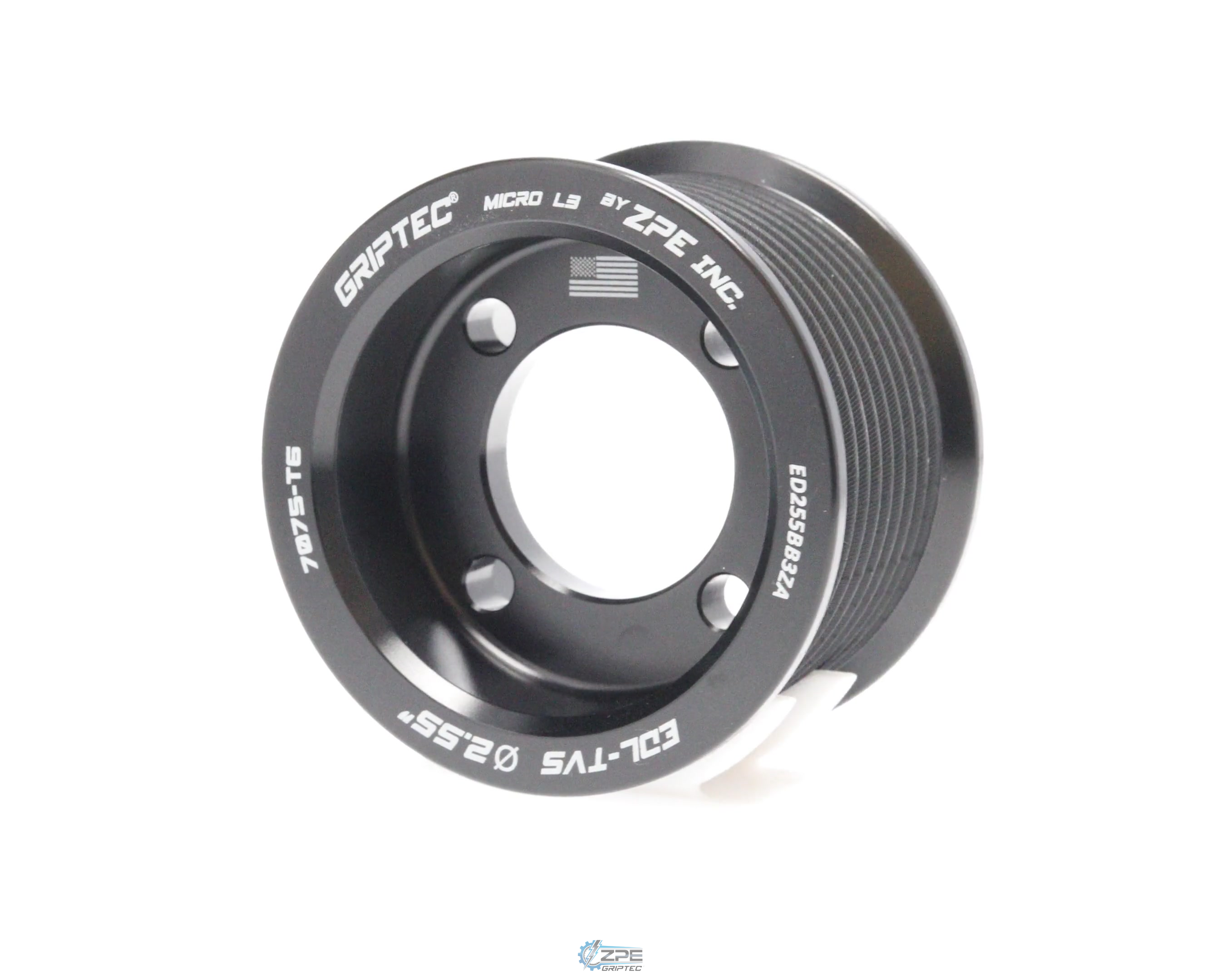 2.55" 10 Rib ZPE GripTec® 2pc Edelbrock TVS L3 Black Pulley Only