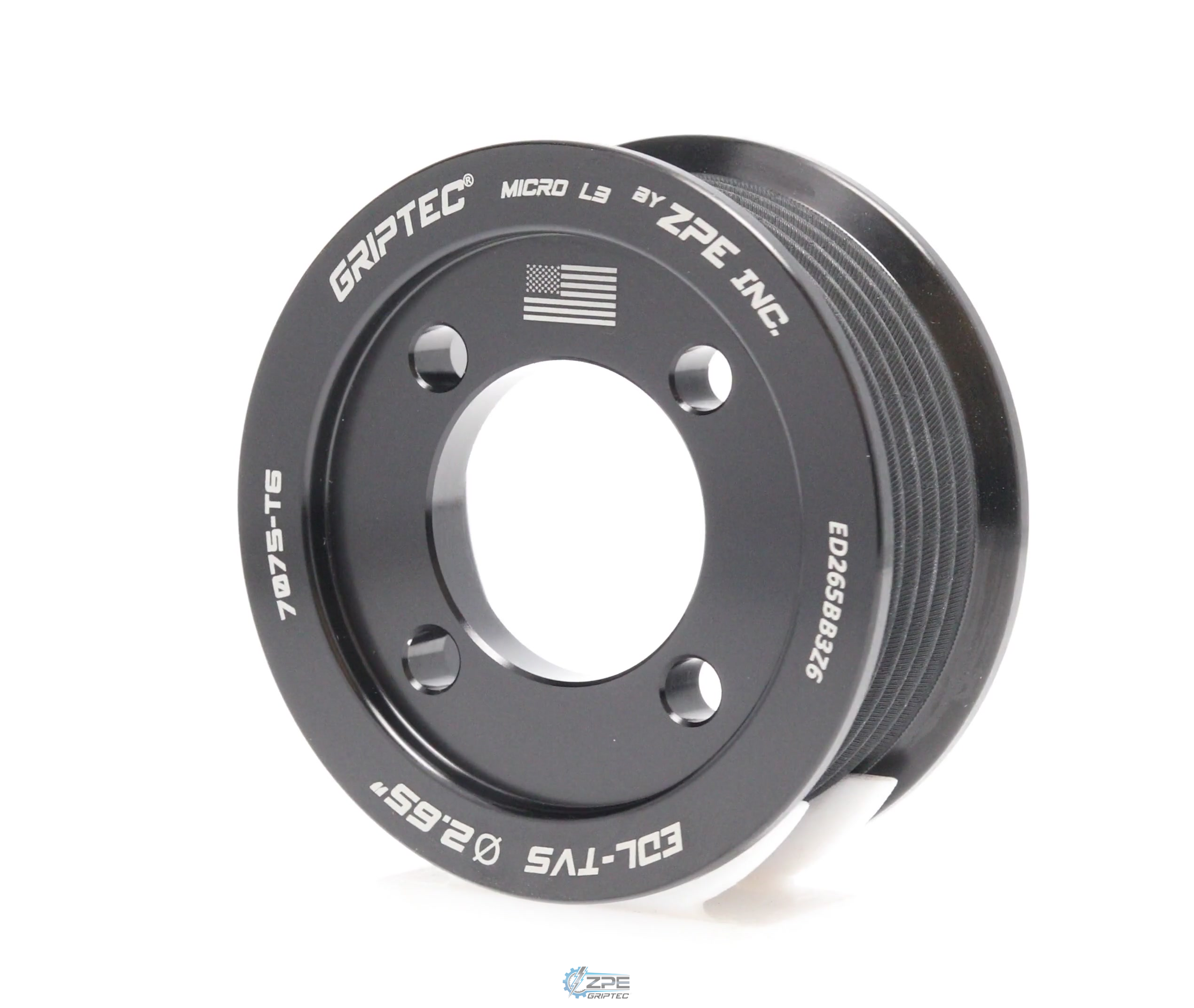 2.65" 6 Rib ZPE GripTec® 2pc Edelbrock TVS L3 Black Pulley Only