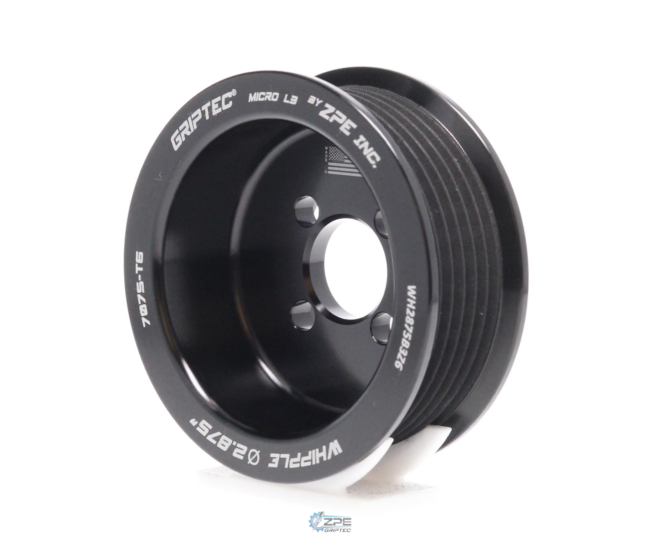2.875" 6  Rib ZPE GripTec® Whipple Standard L3 Black Pulley