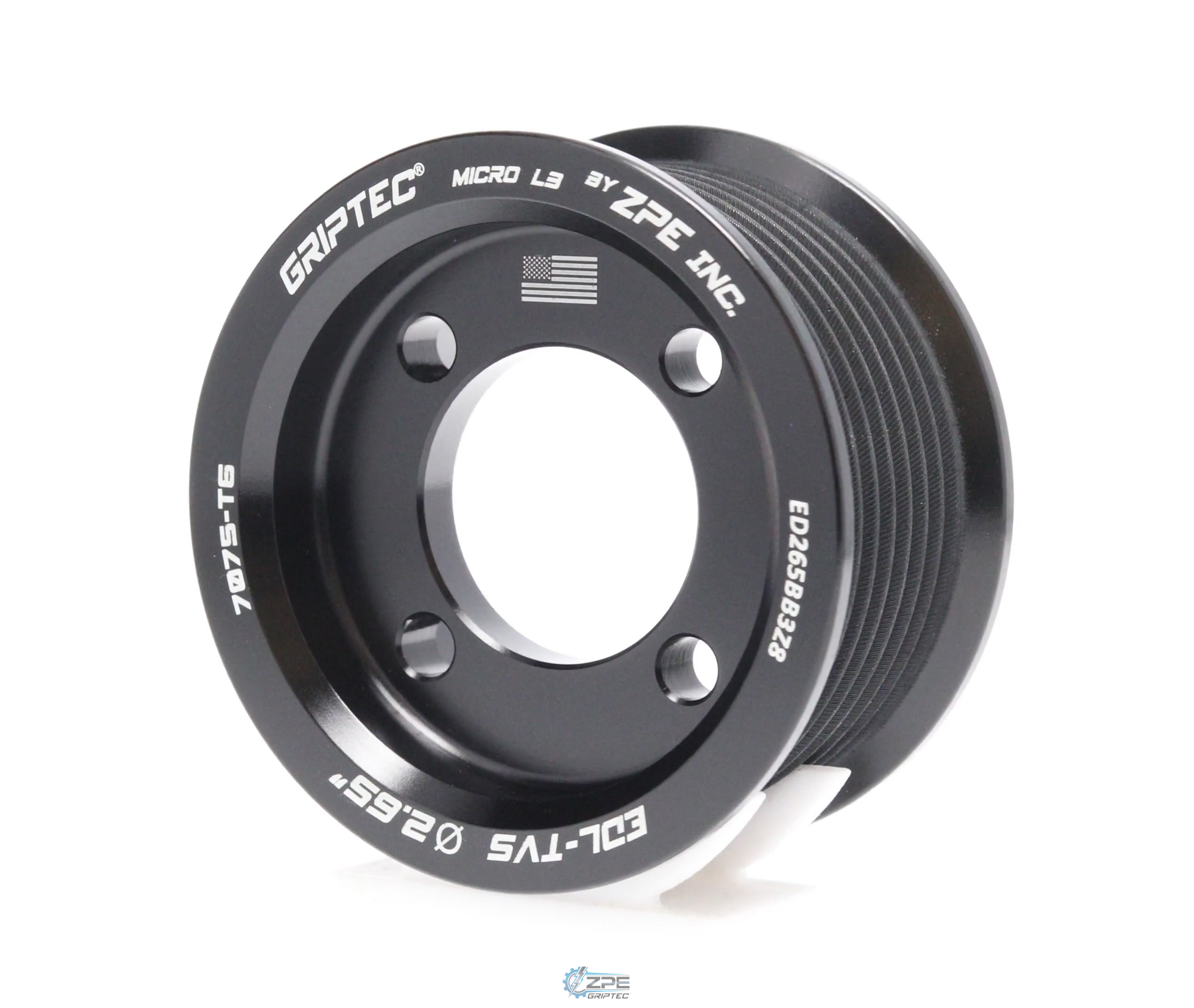 2.65" 8 Rib ZPE GripTec® 2pc Edelbrock TVS L3 Black Pulley Only