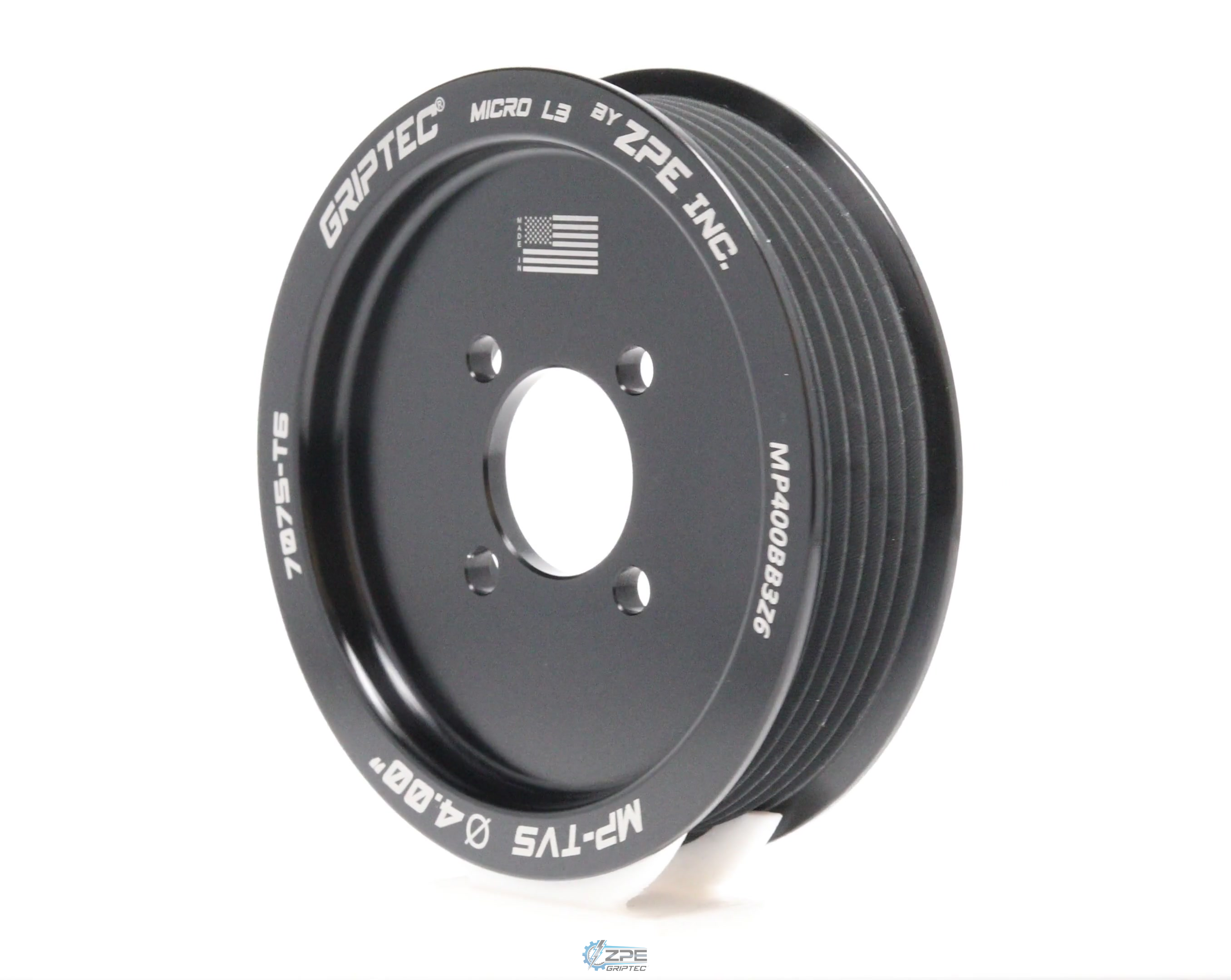 4.00" 6 Rib ZPE GripTec® 2pc Magnuson TVS L3 Black Pulley Only