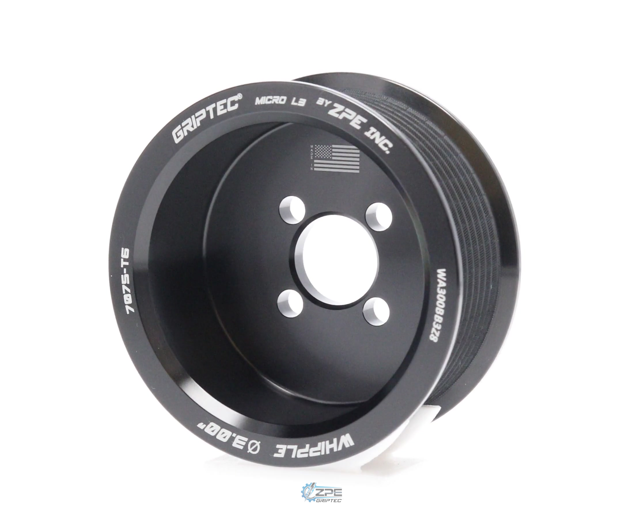 3.00" 8 Rib ZPE GripTec® Whipple Cobra L3 Black Pulley