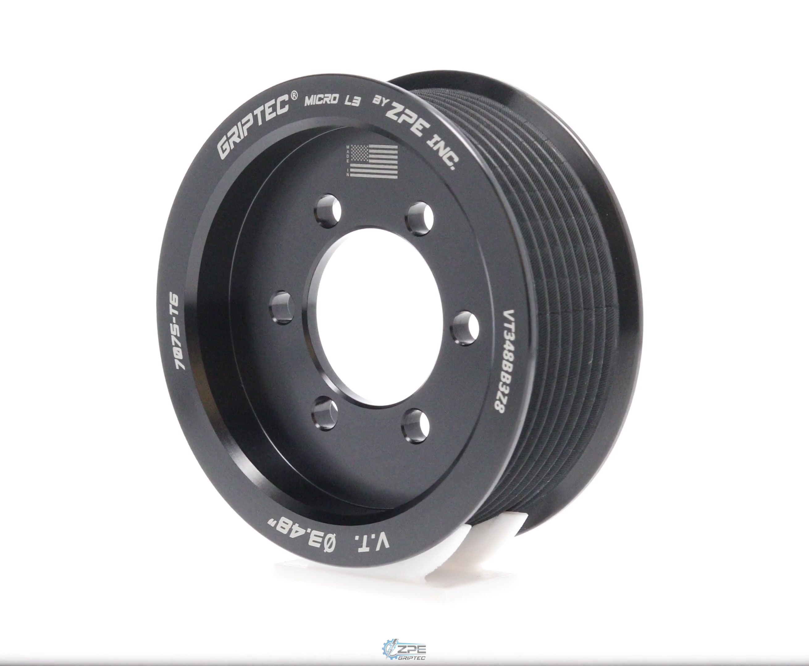 3.48" 8 Rib ZPE GripTec® 2pc Vortech YSi/JT/V3 L3 Black Pulley Only