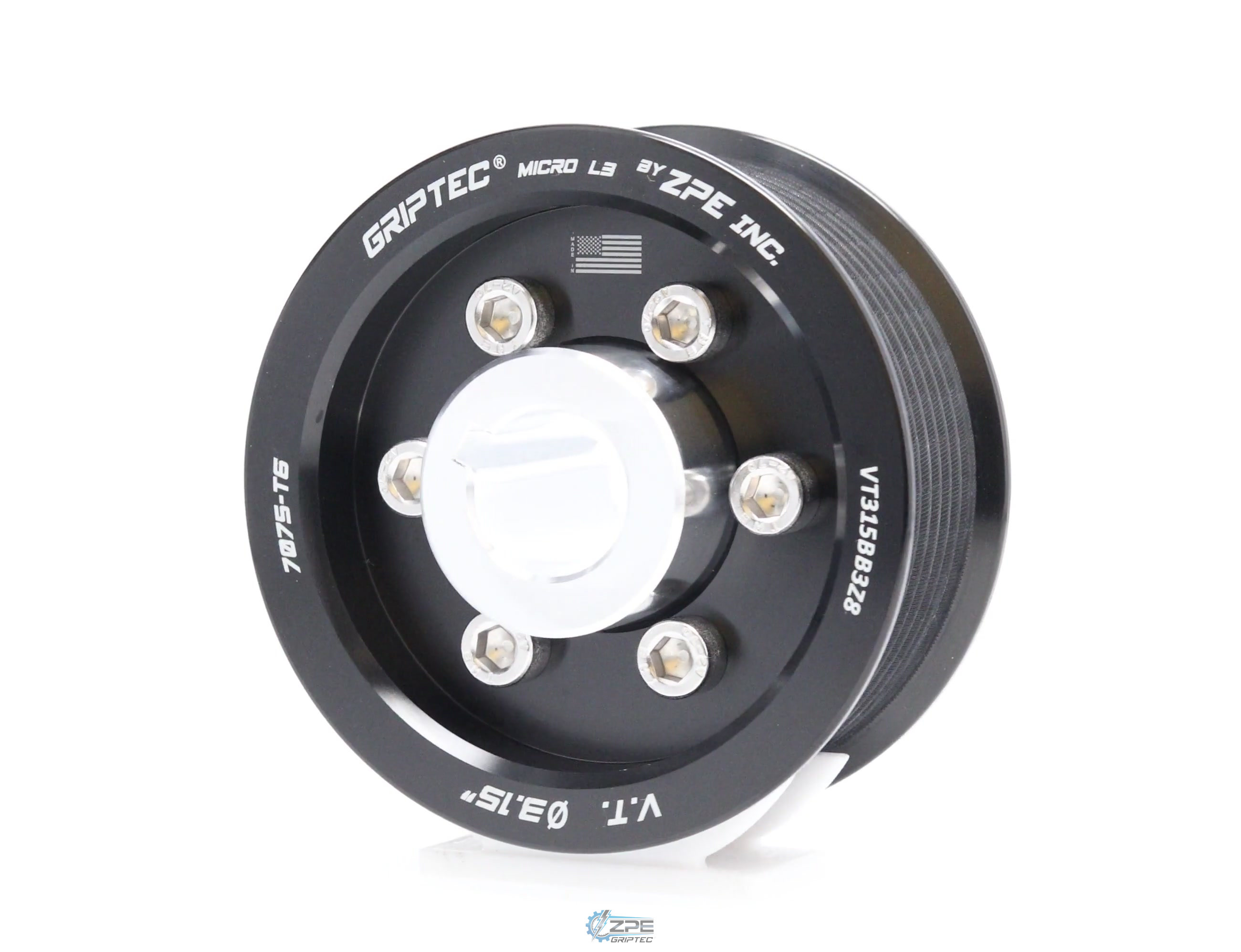 3.15" 8 Rib ZPE GripTec® 2pc Vortech YSi/JT/V3 L3 Black Pulley & Hub Kit