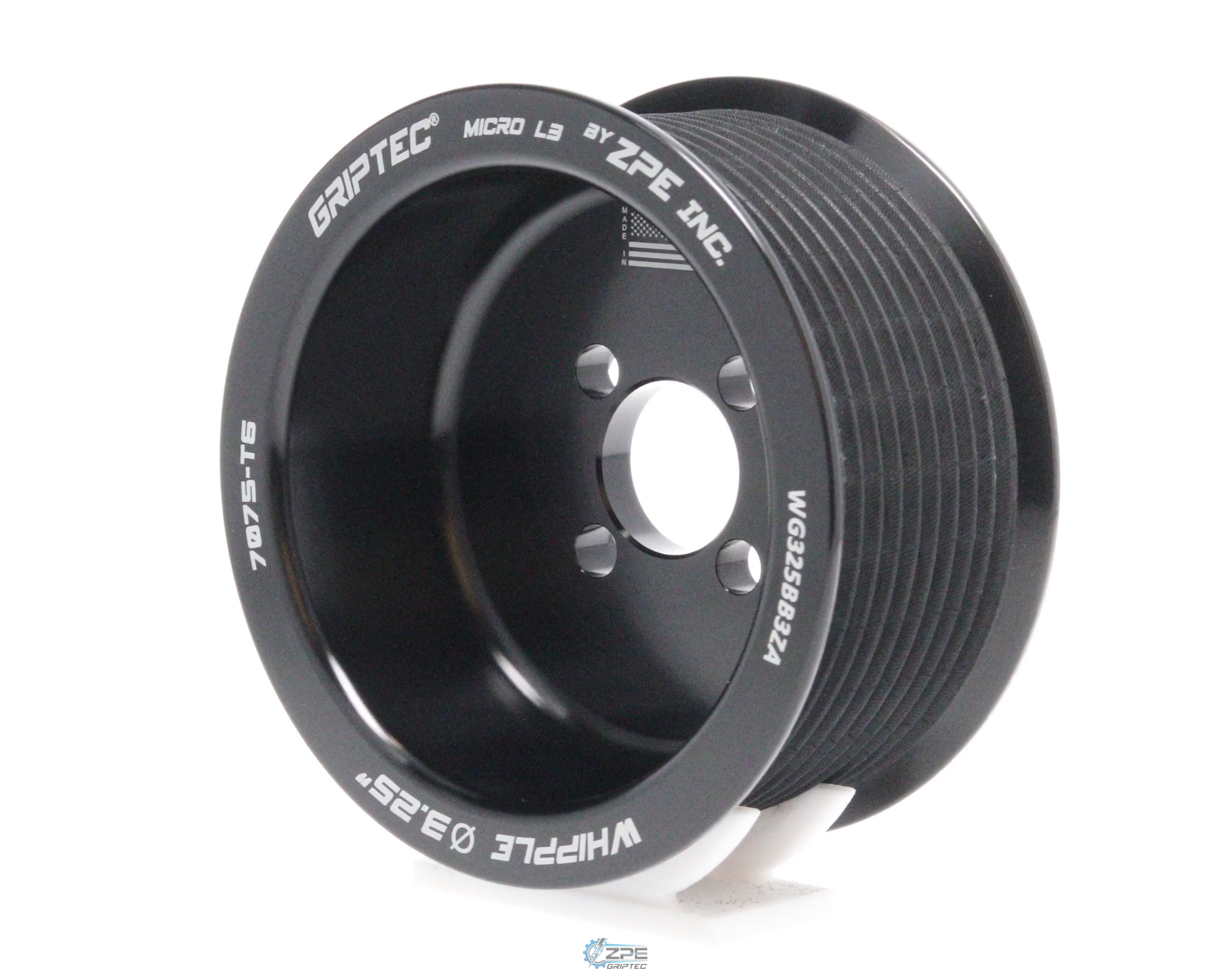 3.25" 10 Rib ZPE GripTec® Whipple GT500 L3 Black Pulley