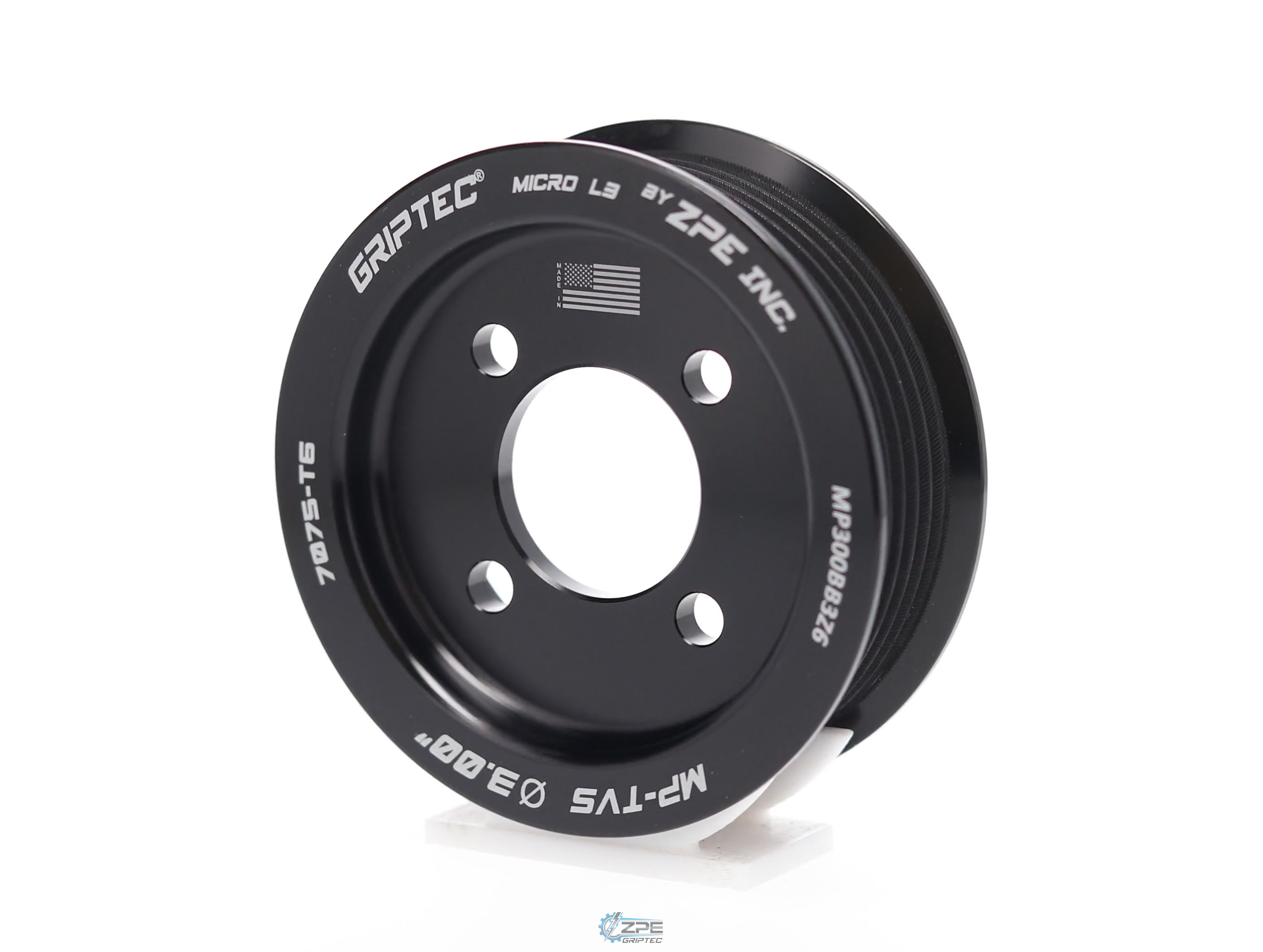 3.00" 6 Rib ZPE GripTec® 2pc Magnuson TVS L3 Black Pulley Only