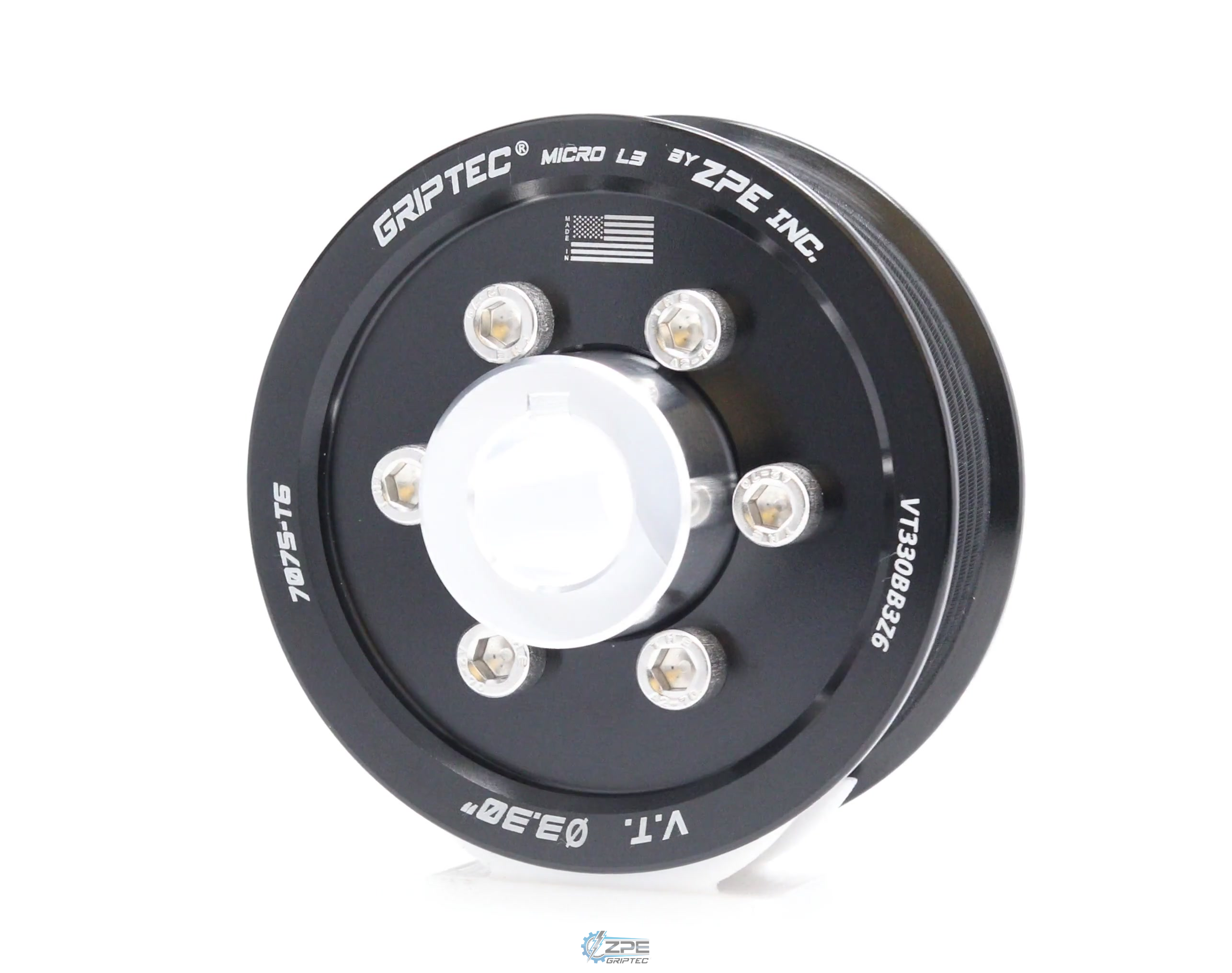3.30" 6 Rib ZPE GripTec® 2pc Vortech YSi/JT/V3 L3 Black Pulley & Hub Kit