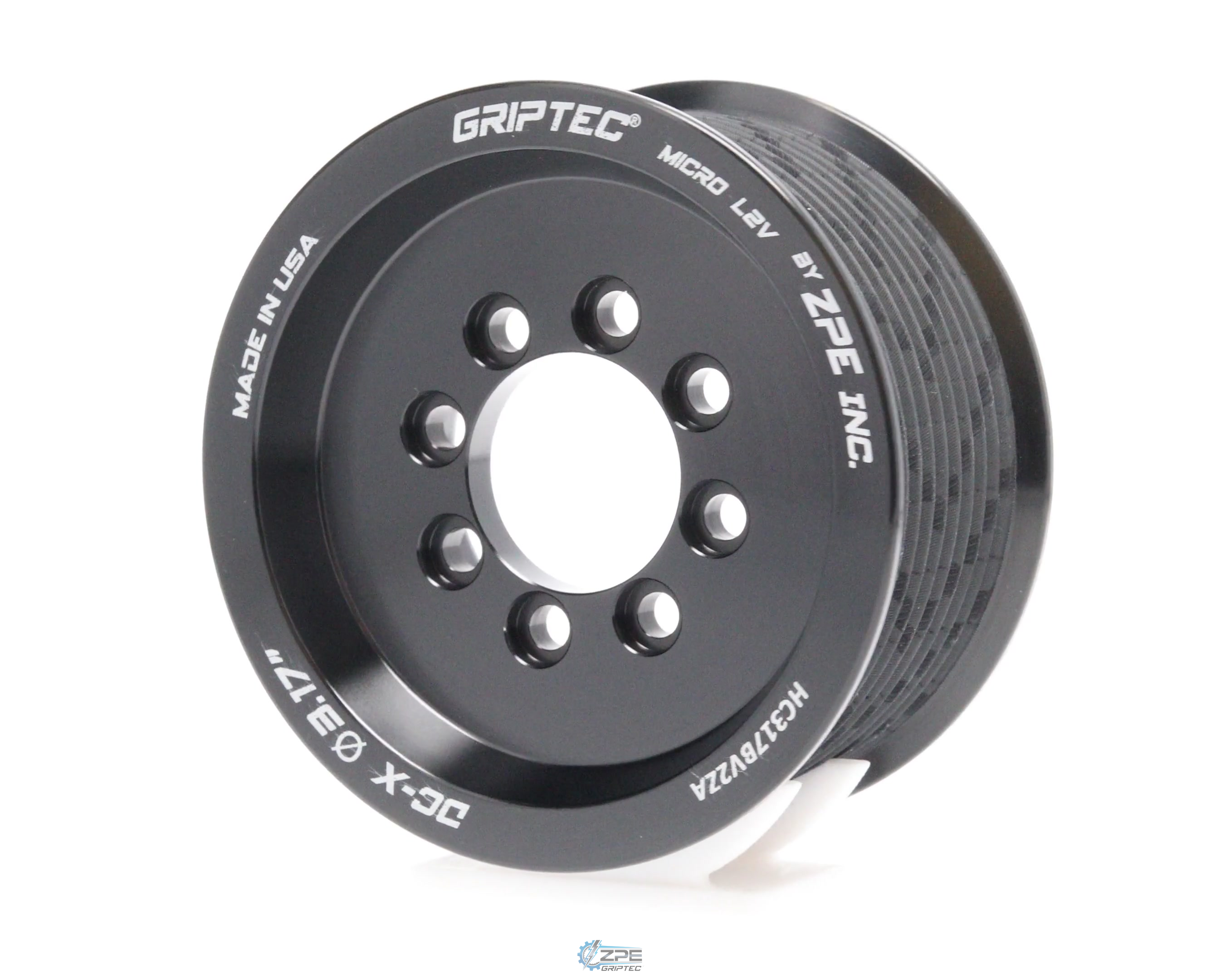 3.17" 10 Rib ZPE GripTec® 2pc HellCat L2V Black Pulley Only