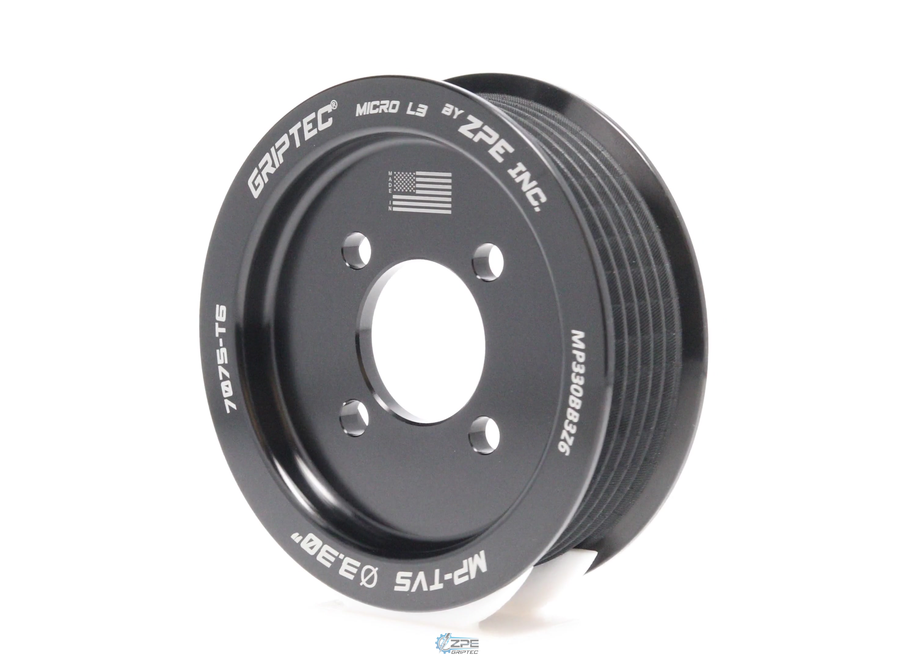 3.30" 6 Rib ZPE GripTec® 2pc Magnuson TVS L3 Black Pulley Only