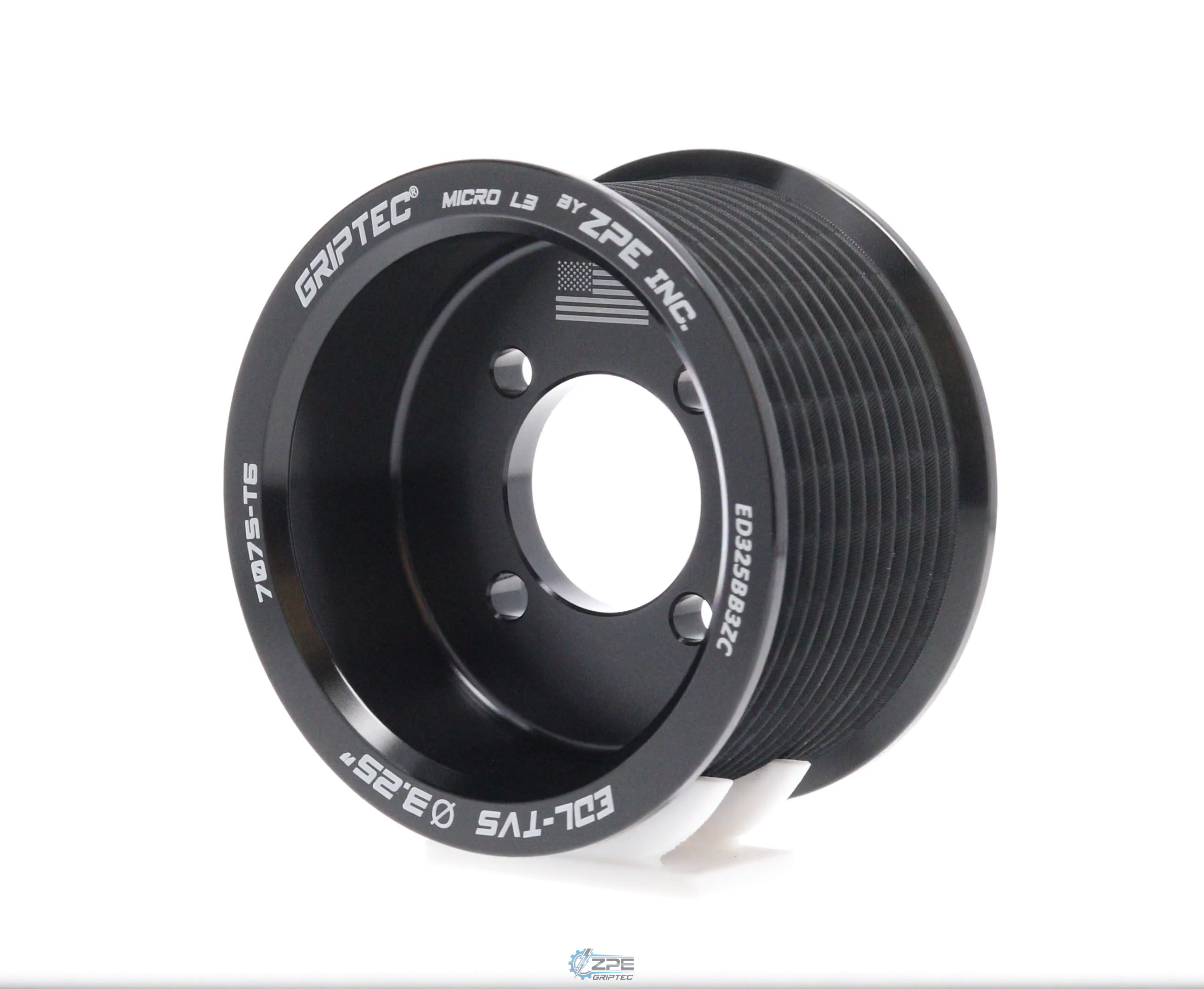 3.25" 12 Rib ZPE GripTec® 2pc Edelbrock TVS L3 Black Pulley Only