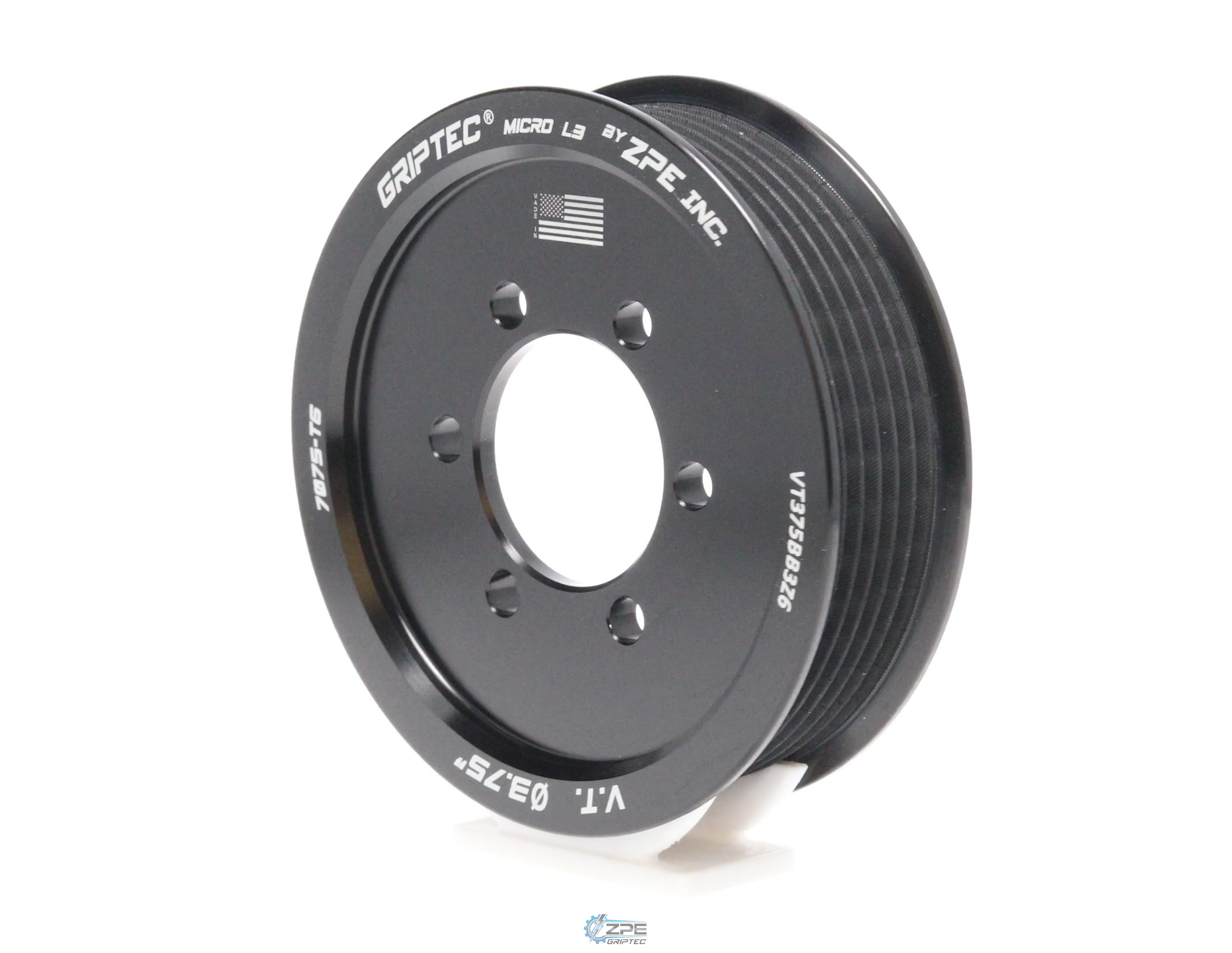 3.75" 6 Rib ZPE GripTec® 2pc Vortech YSi/JT/V3 L3 Black Pulley Only