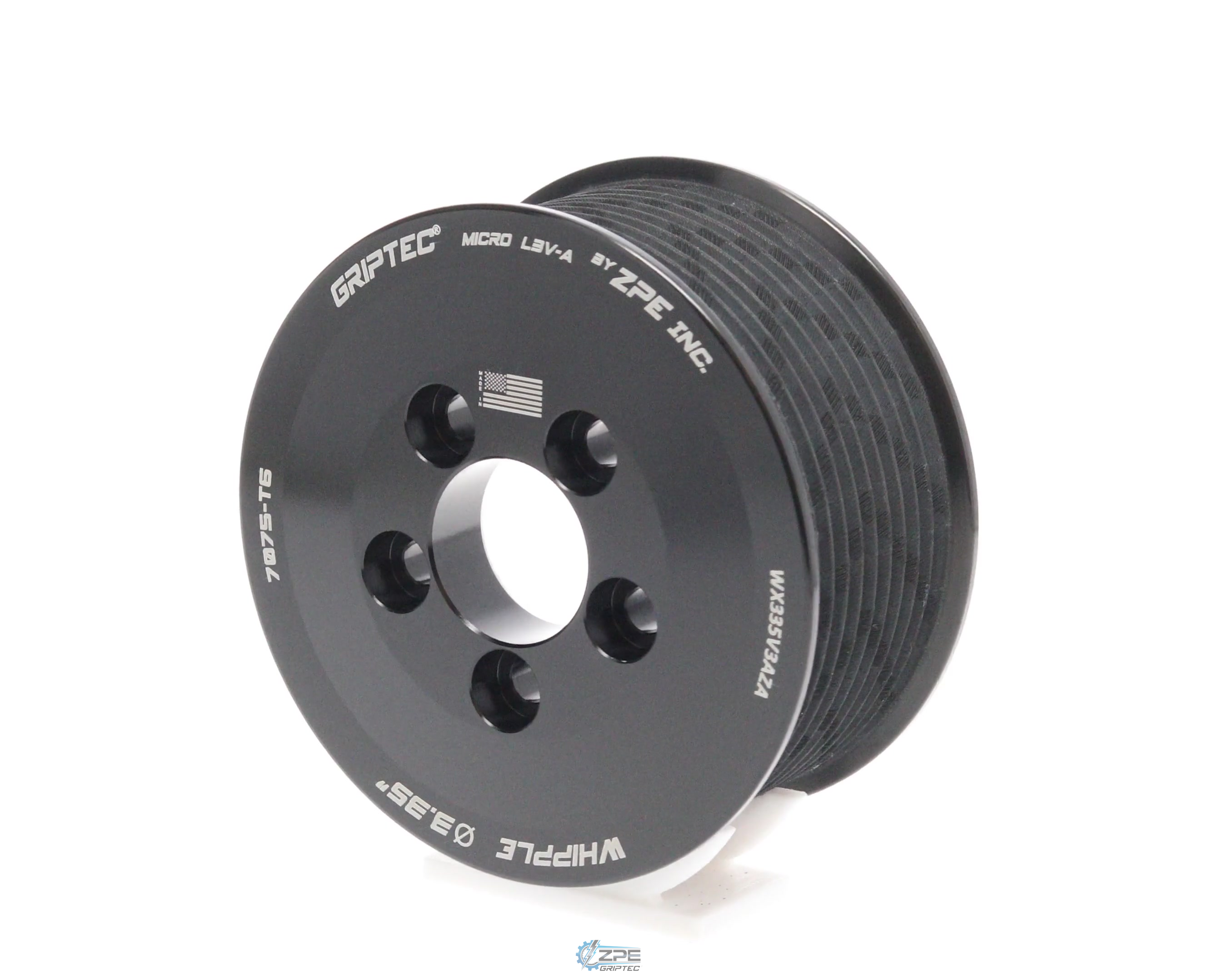 3.35" 10 Rib ZPE GripTec® Whipple 5 Bolt L3V-A Black Pulley Only
