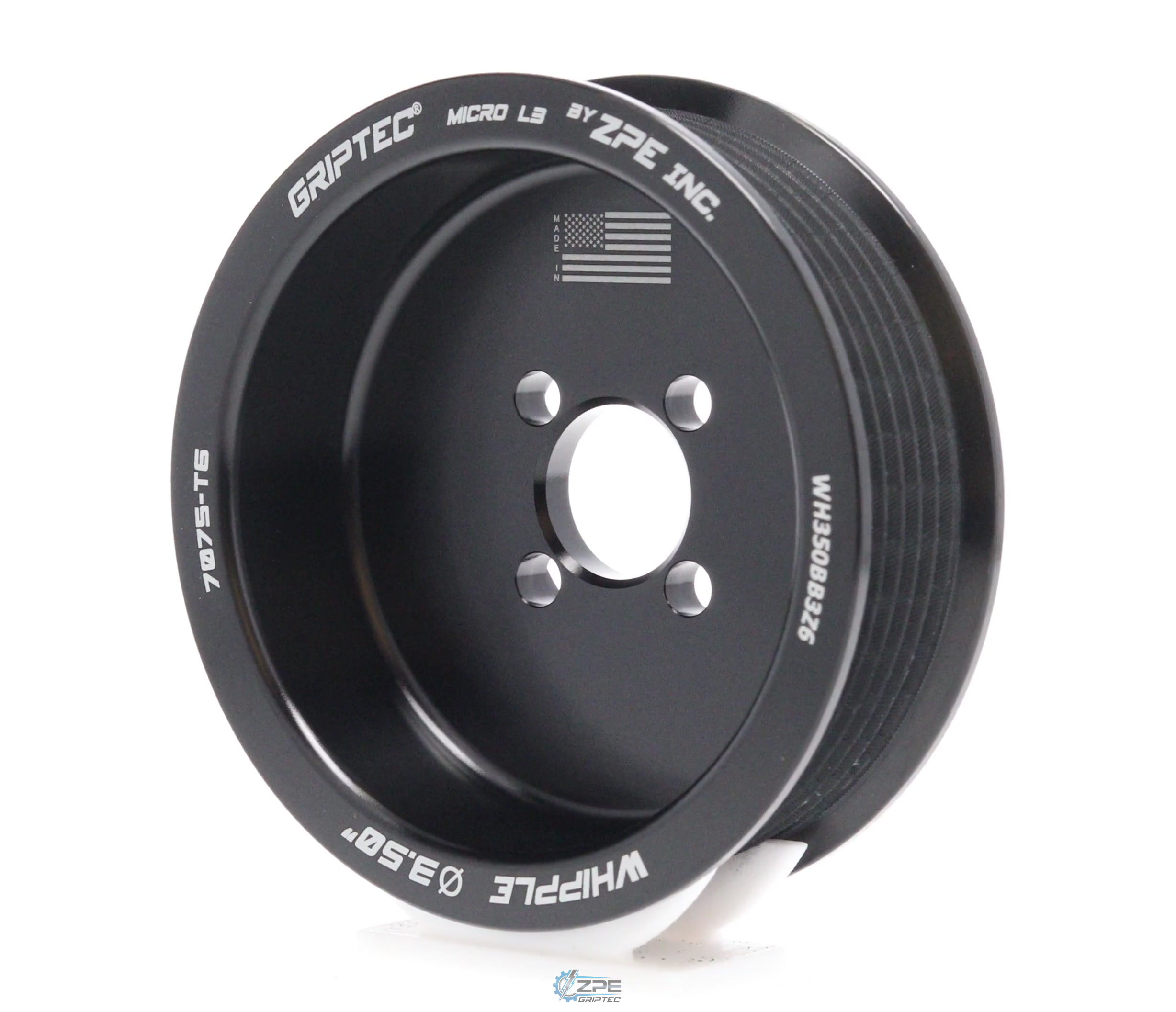 3.50" 6 Rib ZPE GripTec® Whipple Standard L3 Black Pulley