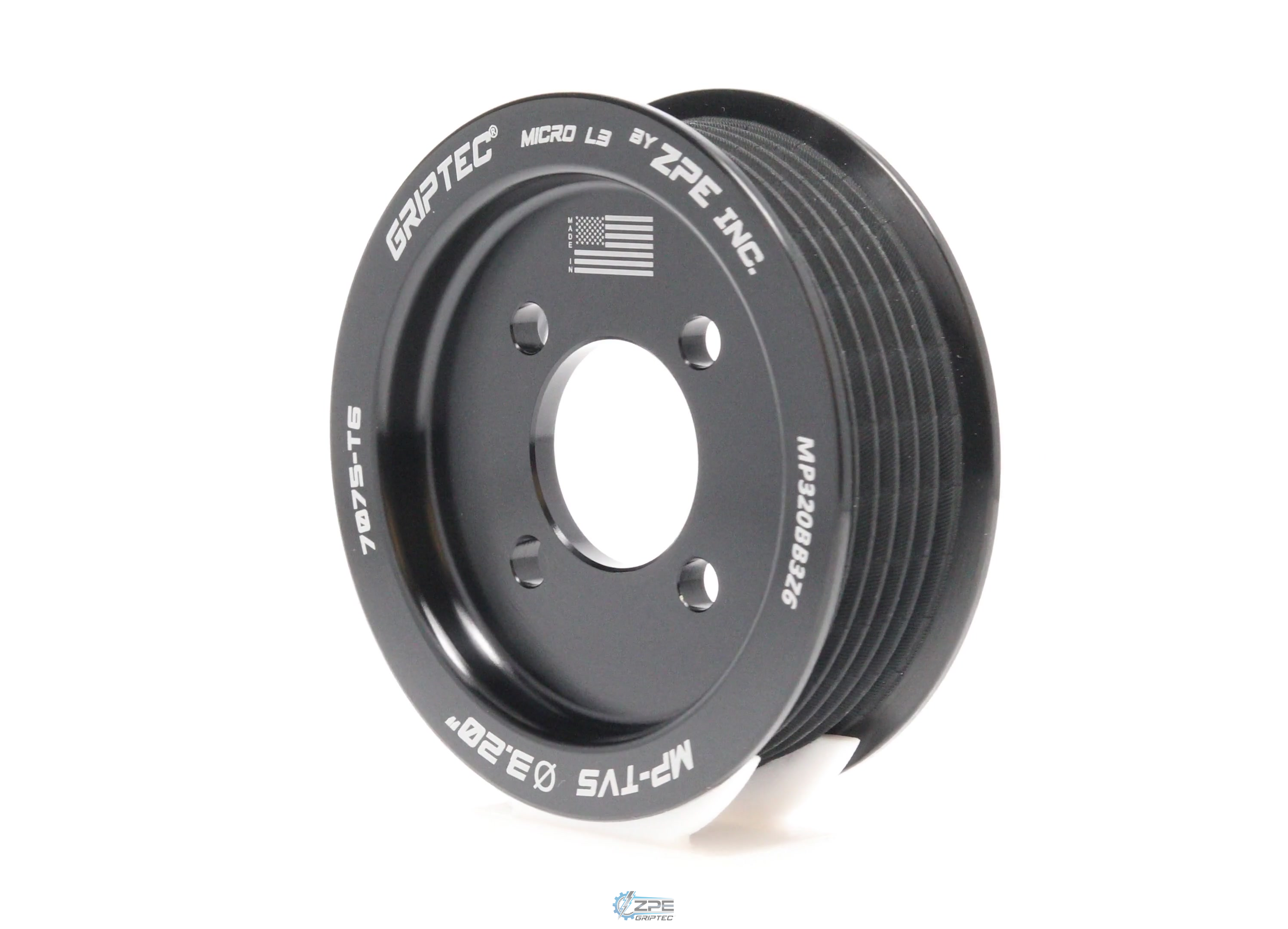 3.20" 6 Rib ZPE GripTec® 2pc Magnuson TVS L3 Black Pulley Only