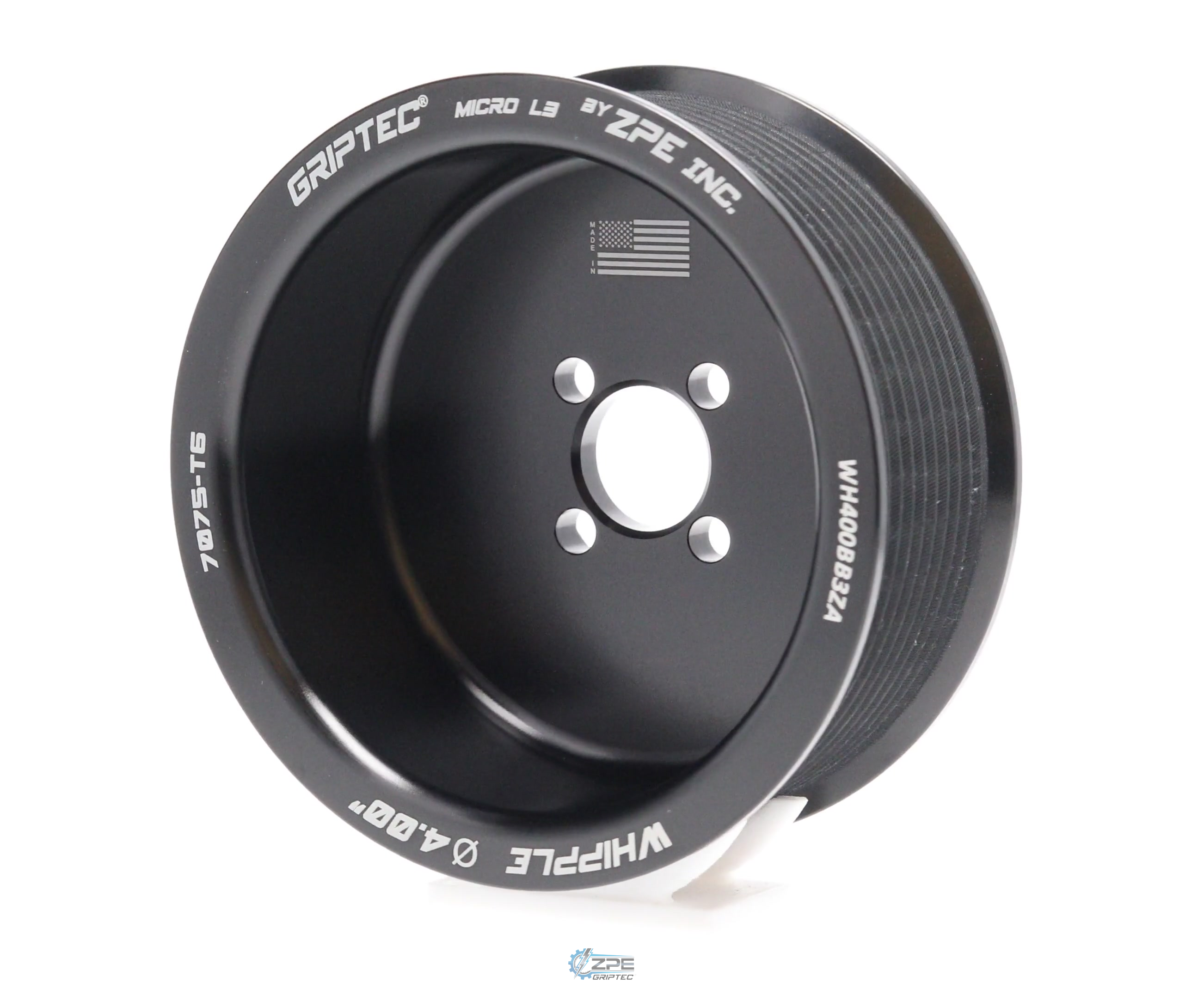 4.00" 10 Rib ZPE GripTec® Whipple Standard L3 Black Pulley