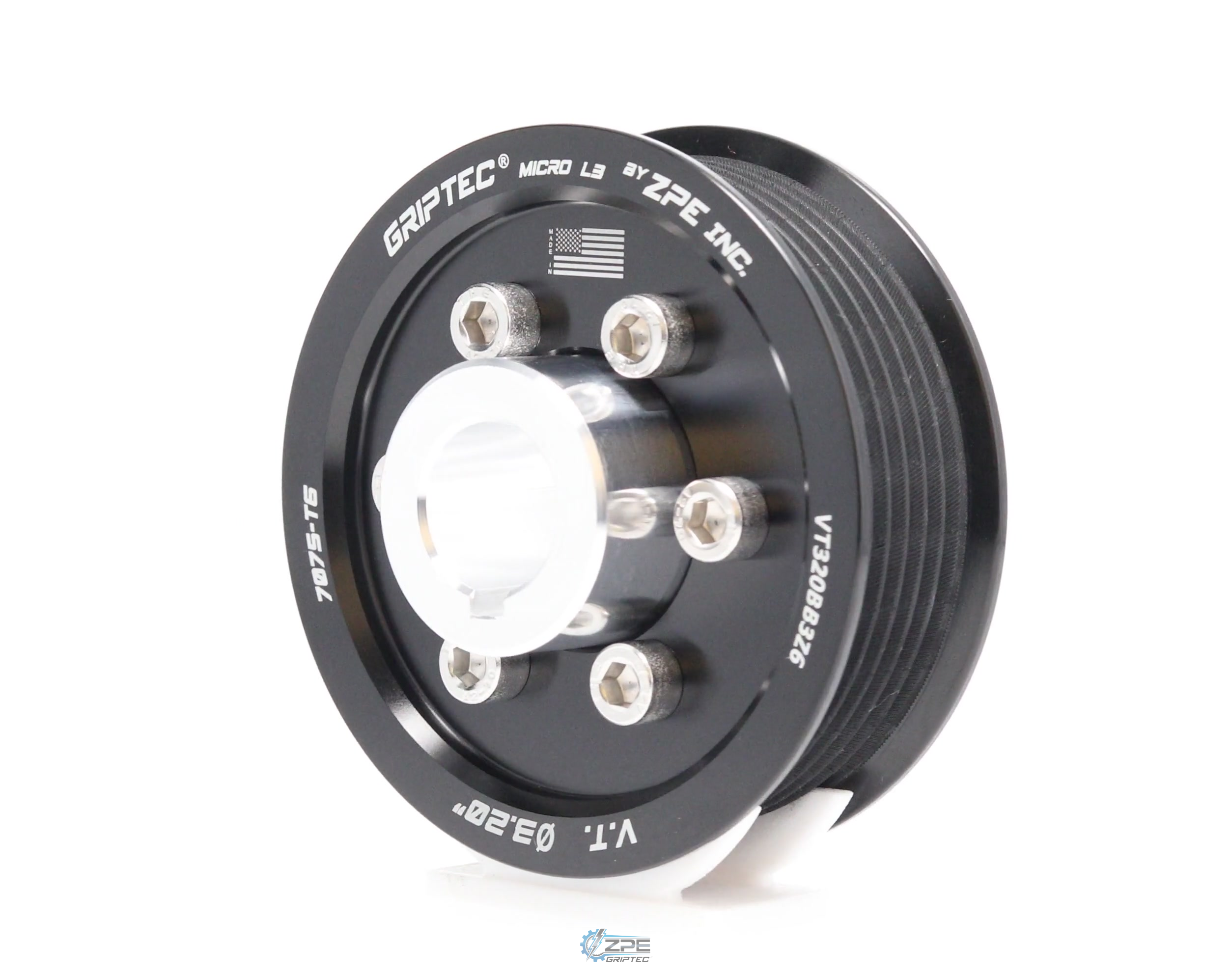 3.20" 6 Rib ZPE GripTec® 2pc Vortech YSi/JT/V3 L3 Black Pulley & Hub Kit