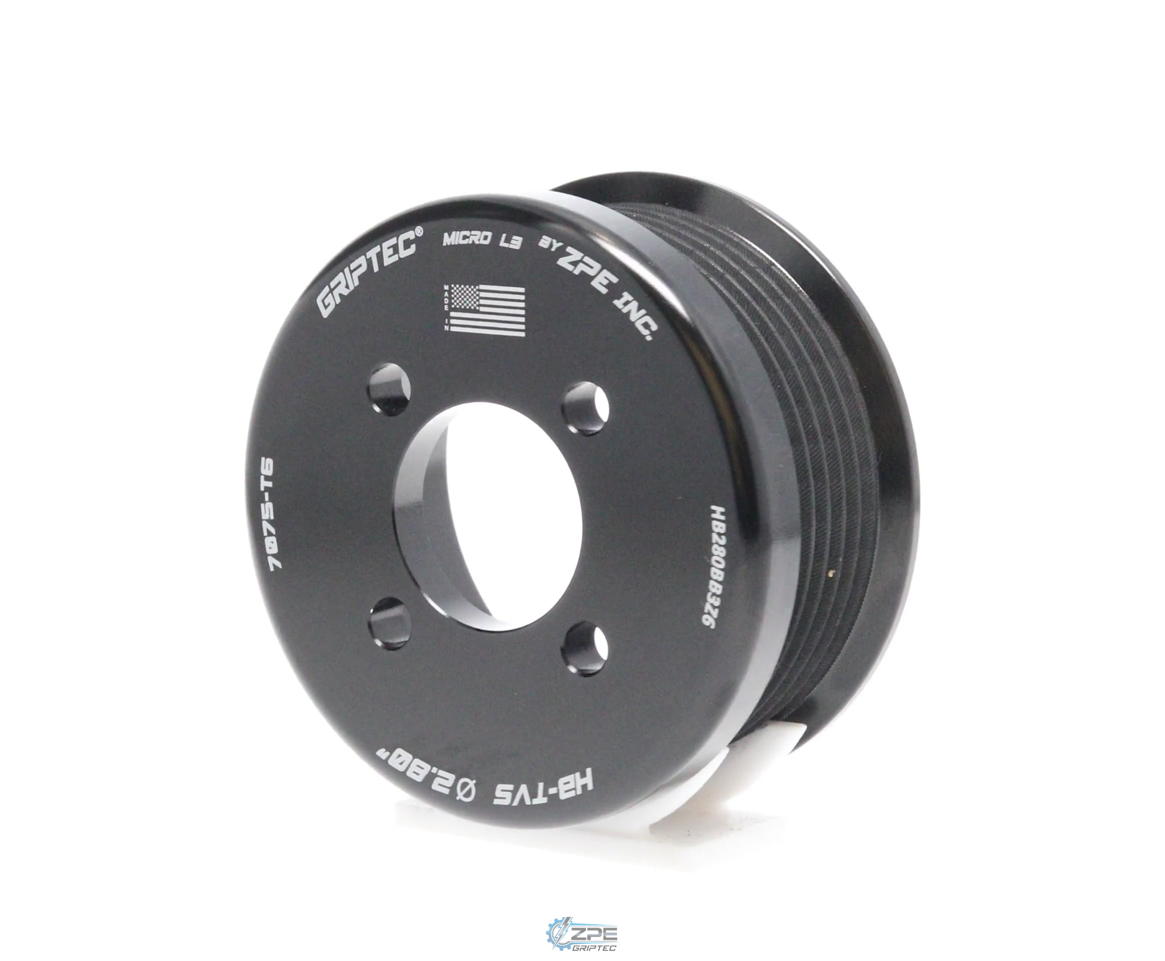 2.80" 6 Rib ZPE GripTec® 2pc Magnuson Heartbeat TVS L3 Black Pulley Only