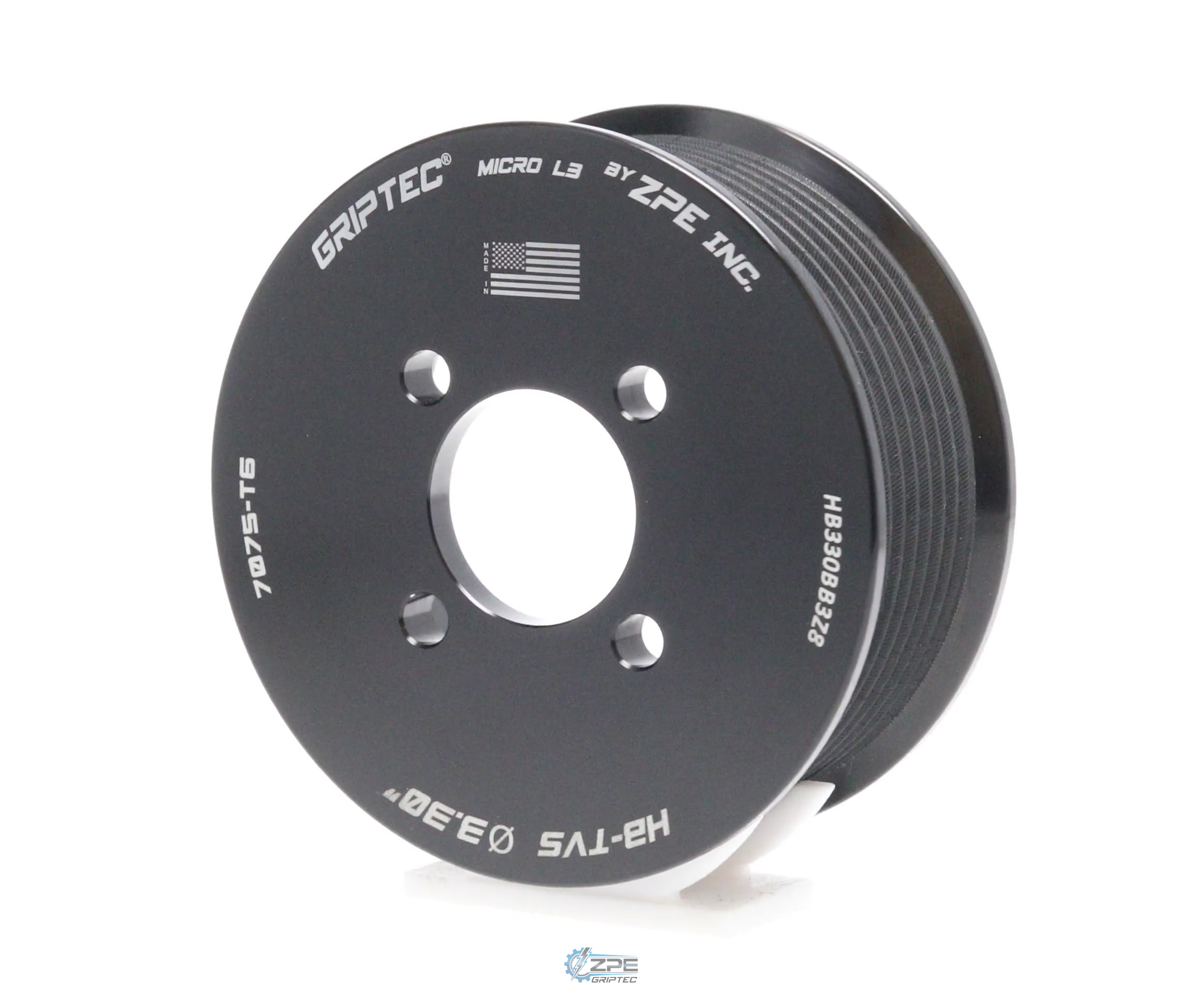 3.30" 8 Rib ZPE GripTec® 2pc Magnuson Heartbeat TVS L3 Black Pulley Only