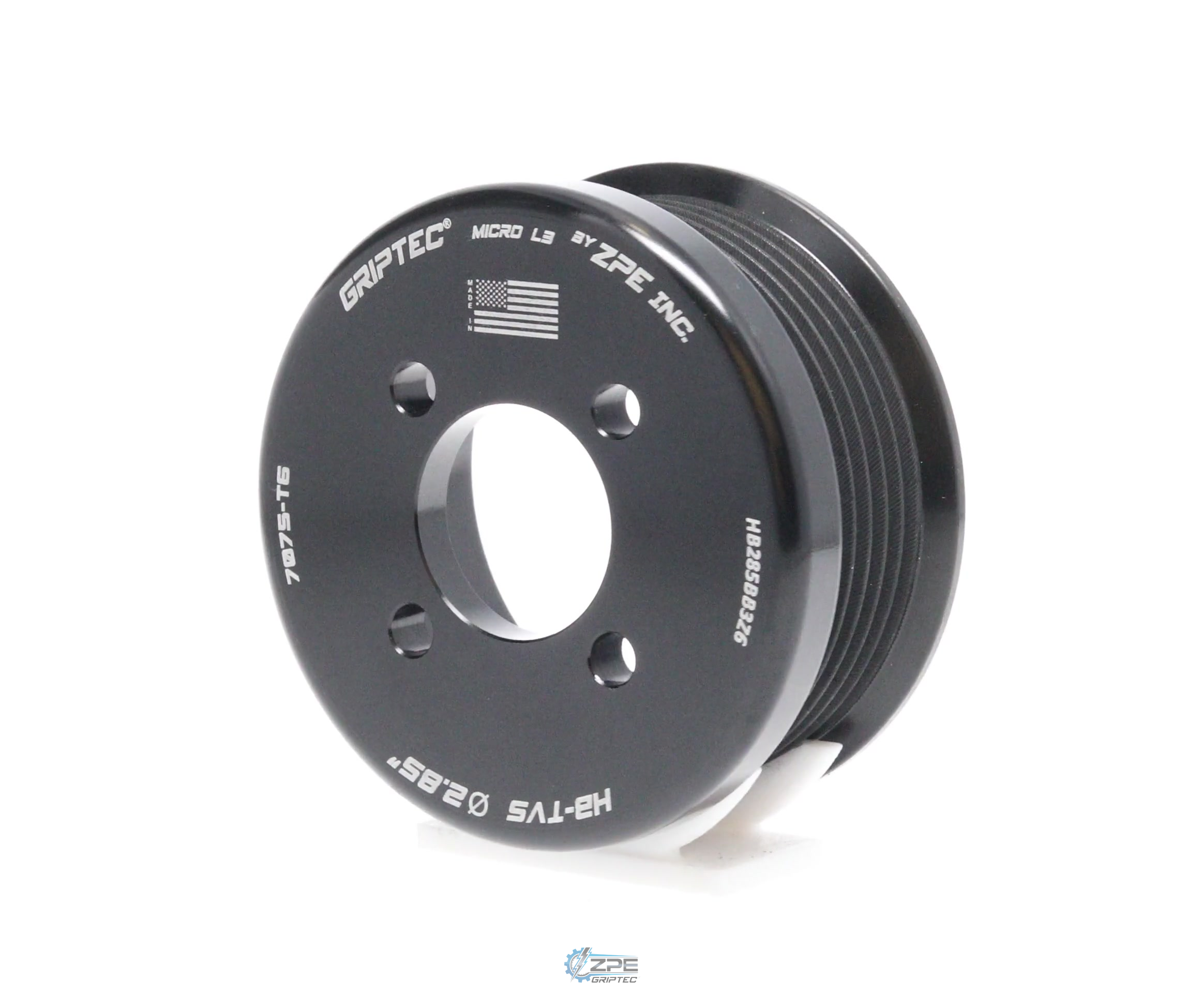 2.85" 6 Rib ZPE GripTec® 2pc Magnuson Heartbeat TVS L3 Black Pulley Only
