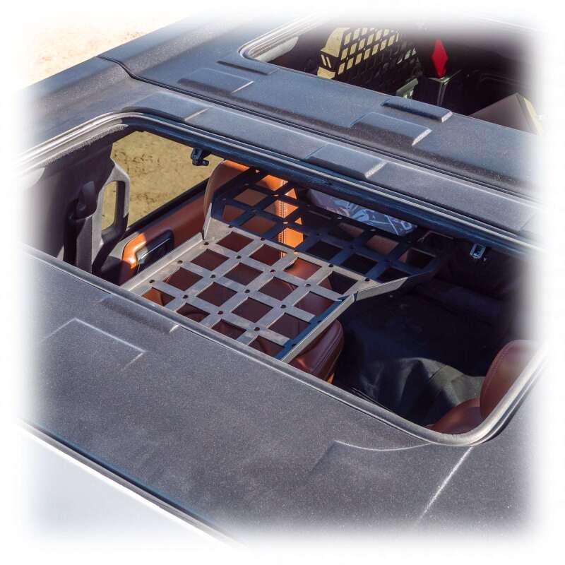 Turn Offroad Ford Bronco cage brace with Molle pattern and center mount, featuring hooks and handles for off-road utility.