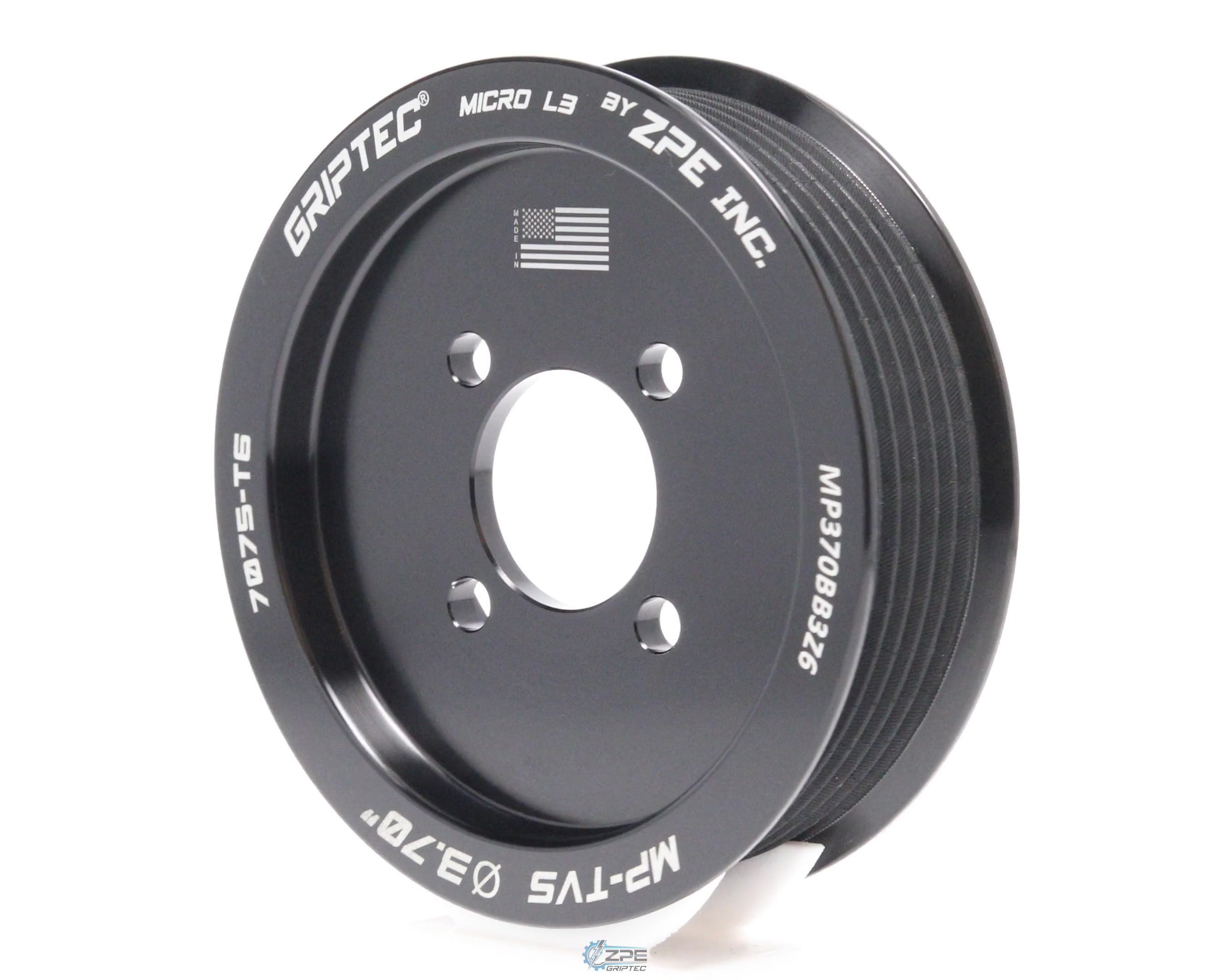 3.70" 6 Rib ZPE GripTec® 2pc Magnuson TVS L3 Black Pulley Only