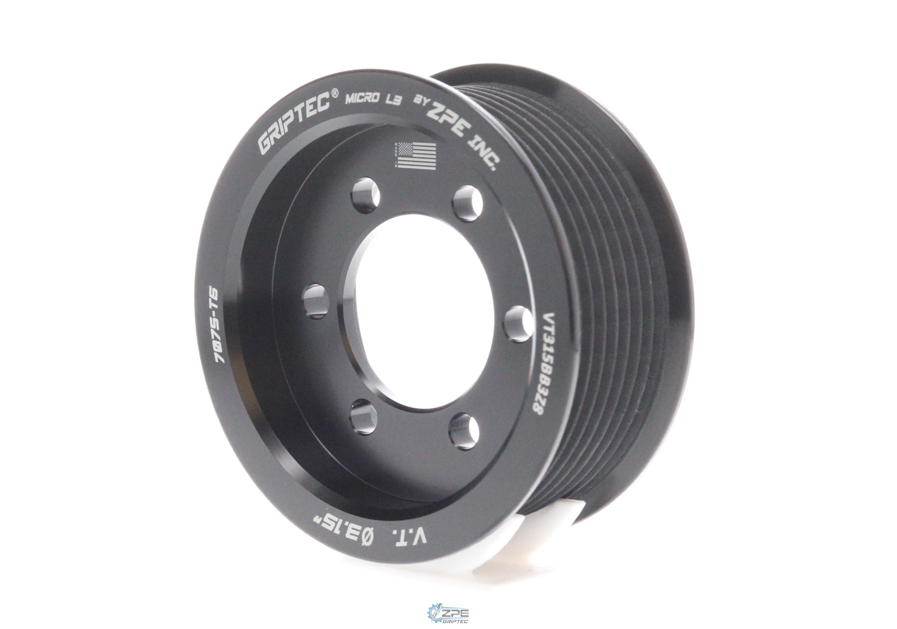 3.15" 8 Rib ZPE GripTec® 2pc Vortech YSi/JT/V3 L3 Black Pulley Only